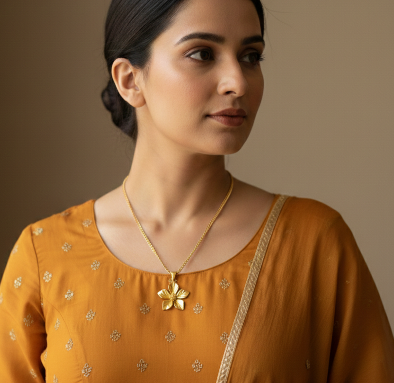 18K Gold Plated Flower Pendant Necklace for Women
