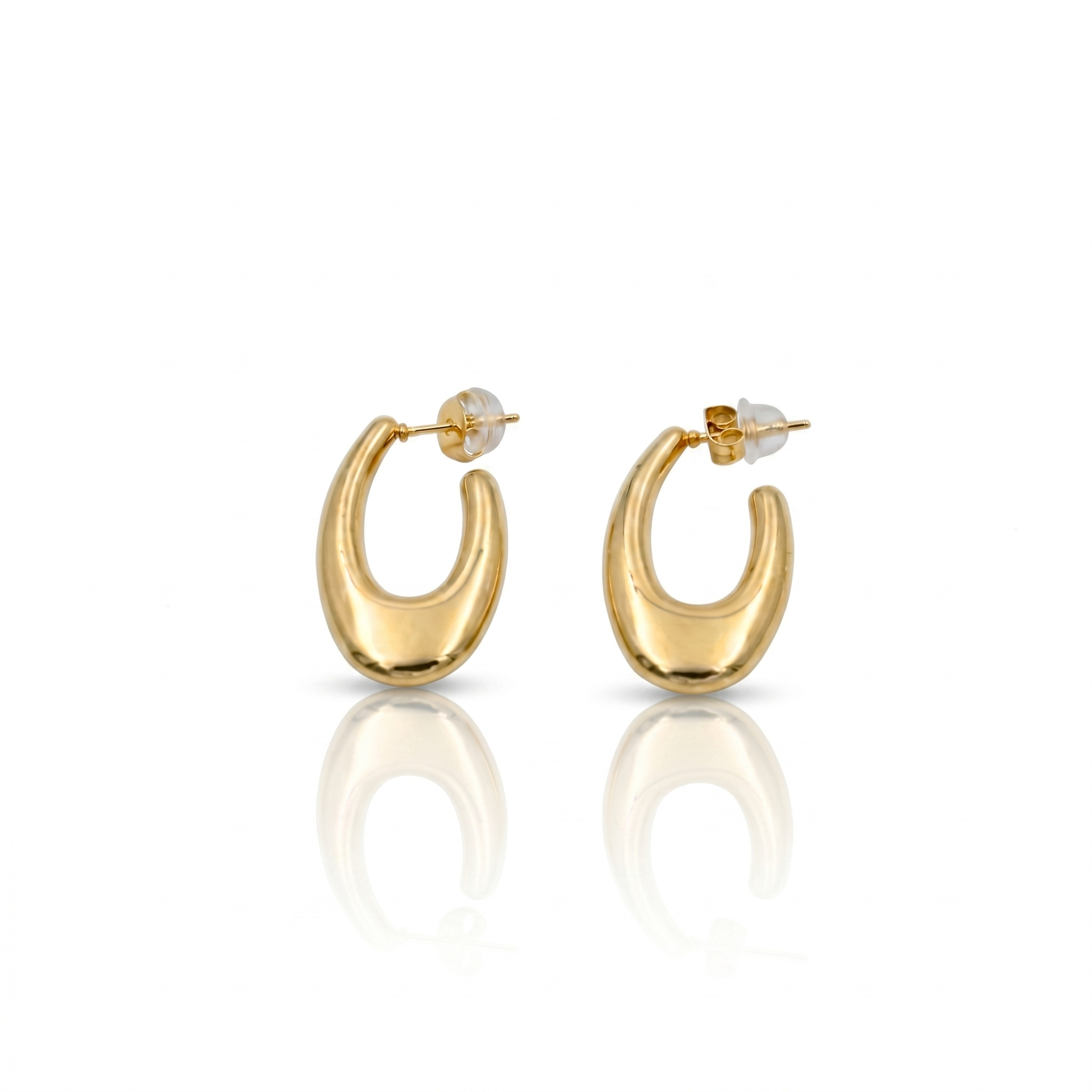 18K Gold Plated U Shape Hoop Earrings in 316L Stainless Steel