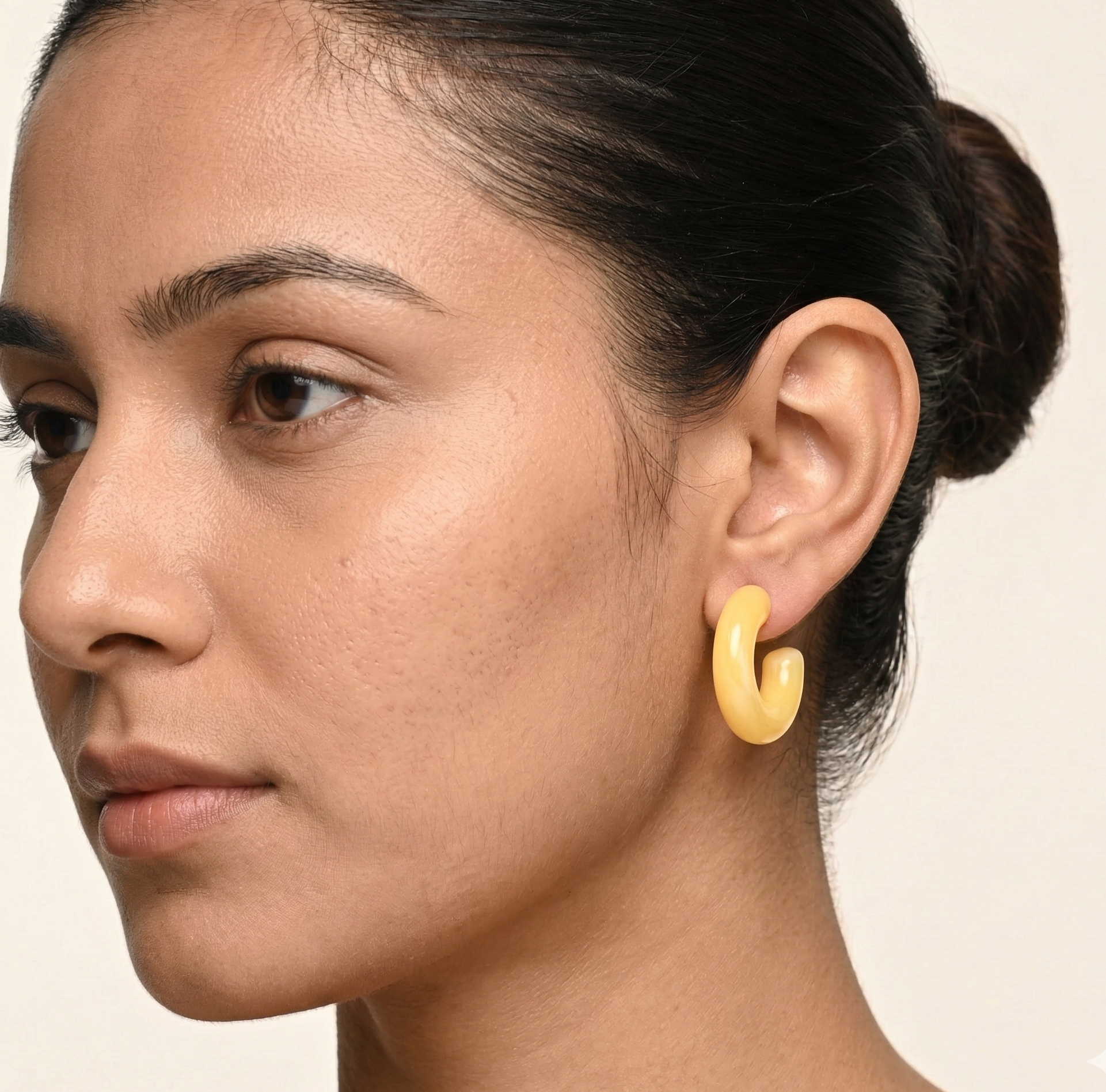 Butter Yellow Acrylic C Hoop Earrings