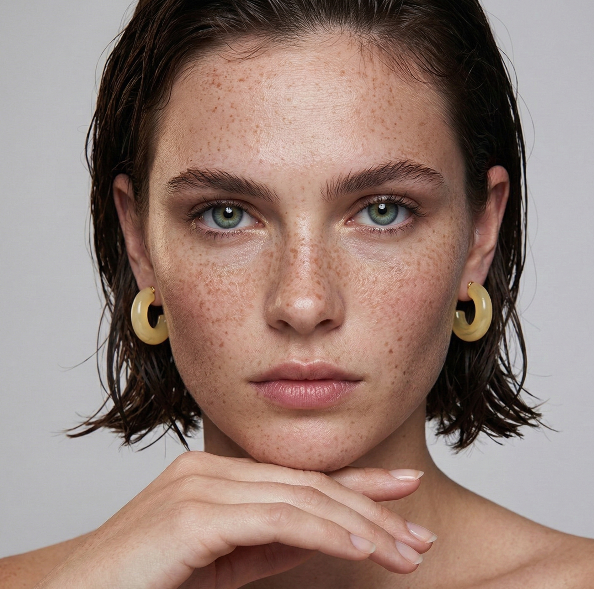 Butter Yellow Resin C Hoop Stud Earrings