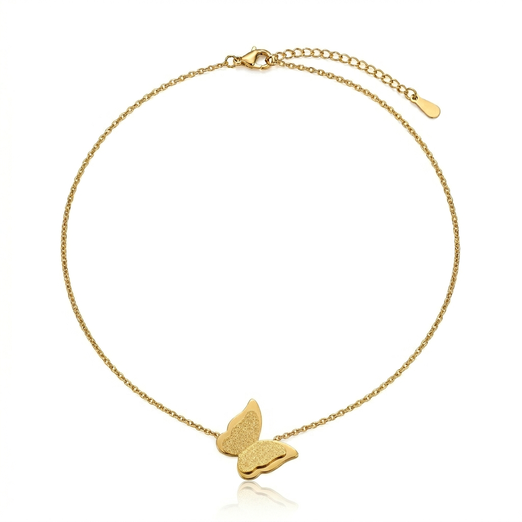 Gold Butterfly Pendant Necklace for Women – Minimalist Stainless Steel Necklace