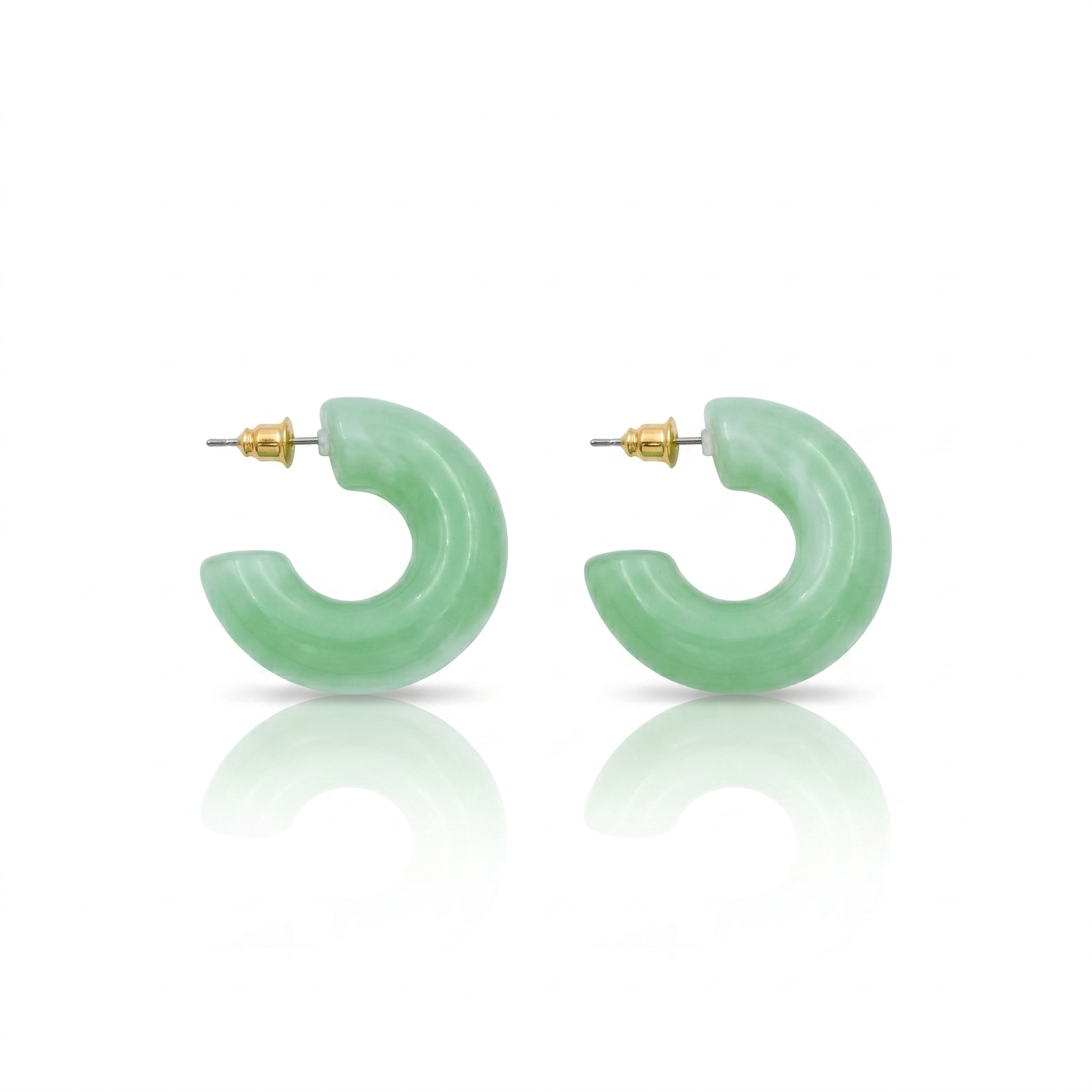 Mint Chubby Open Hoop Earrings