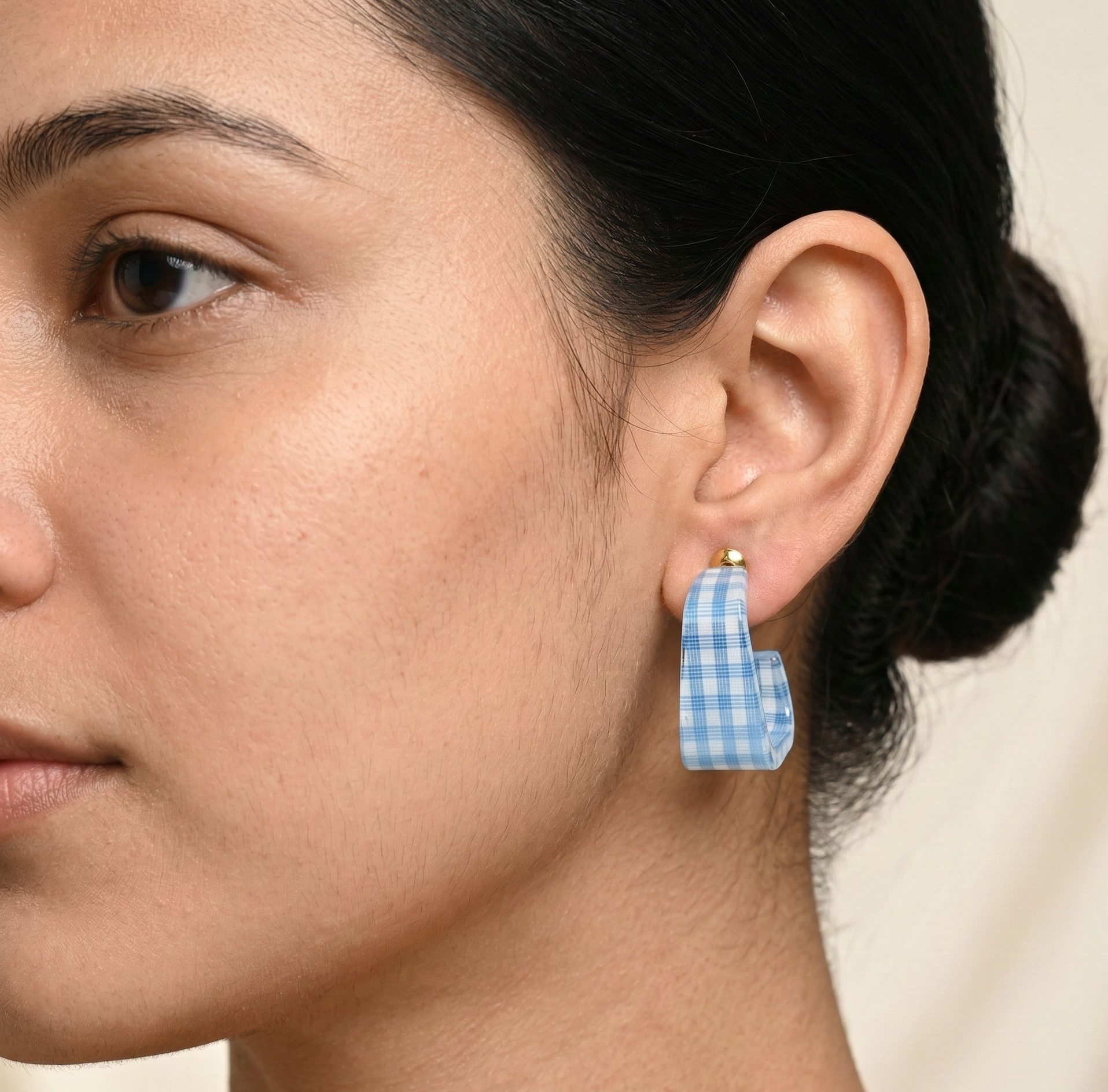 Sky Check C Hoop Earrings