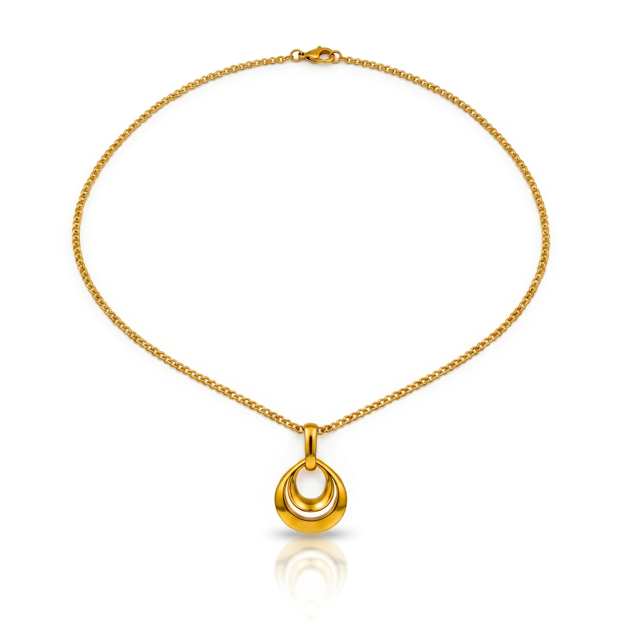 Gold Double Layer Water Drop Pendant Necklace for Women