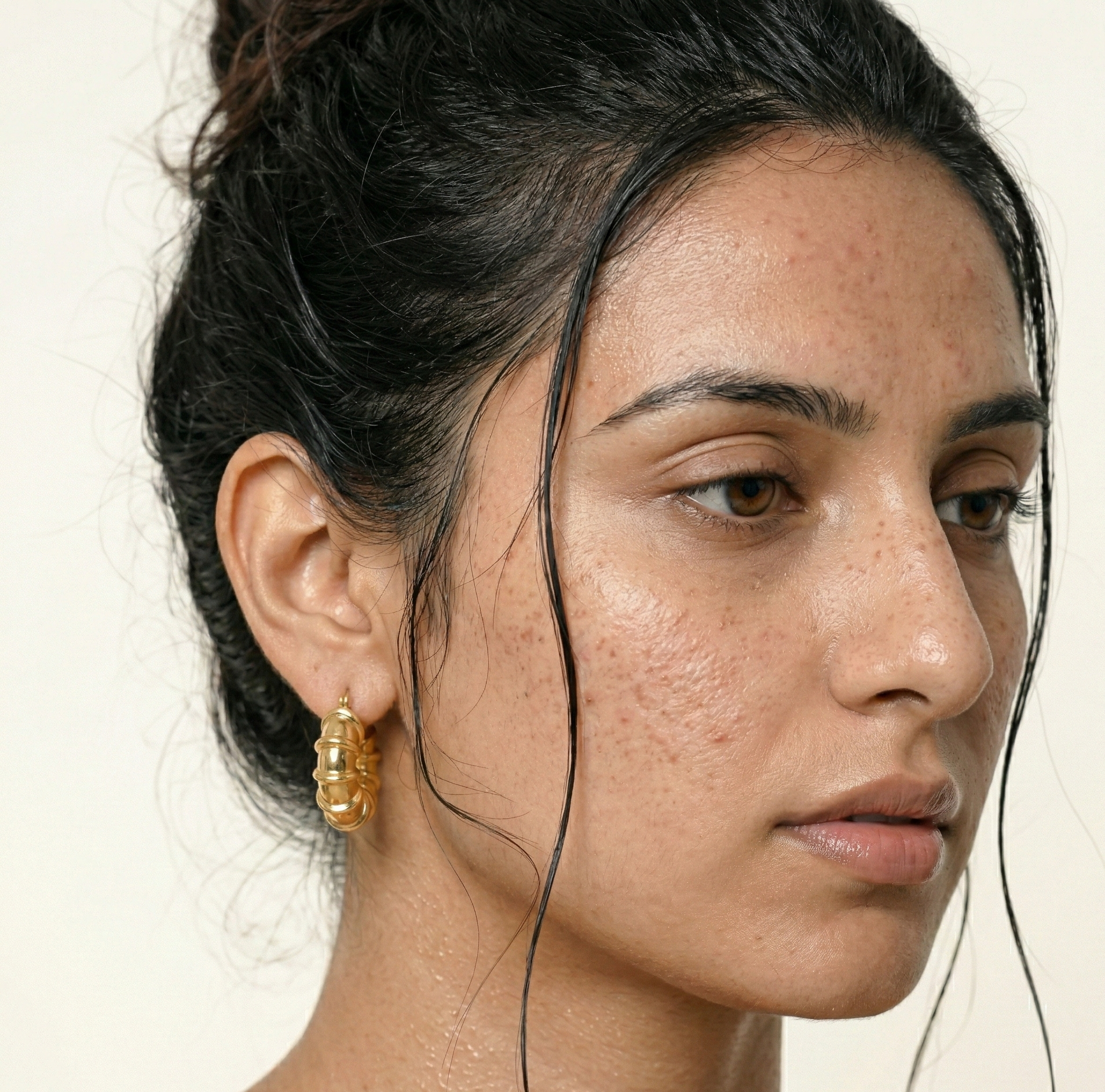 18K Gold Plated Chunky Bamboo Hoop Earrings in 316L Stainless Steel