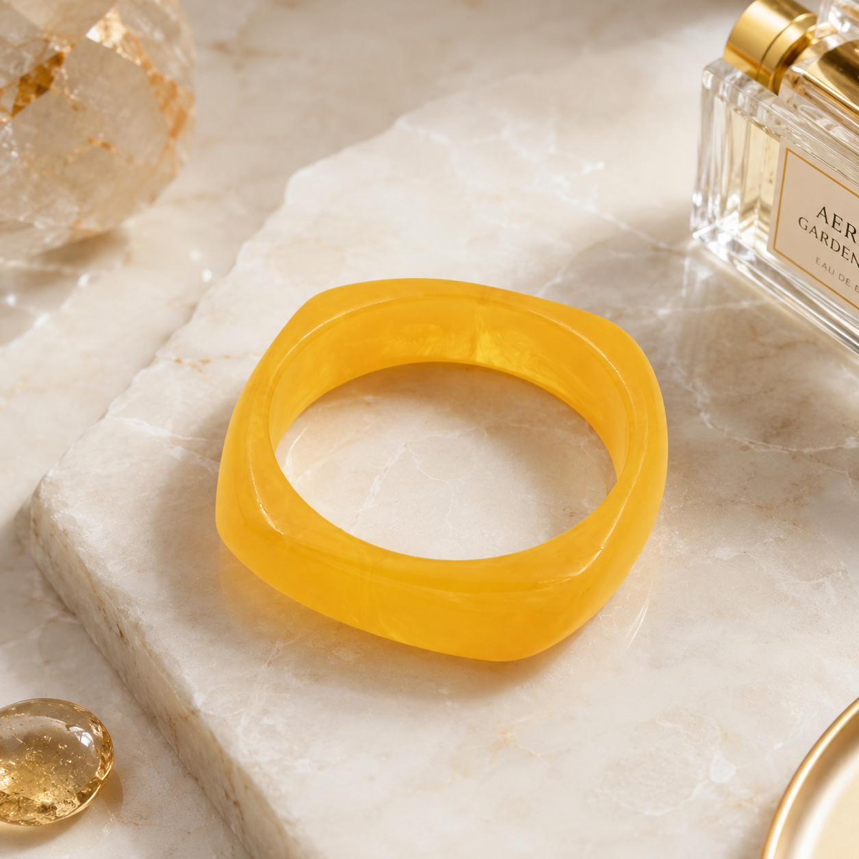 Yellow Chunky Geometric Resin Bangle Bracelet for Women