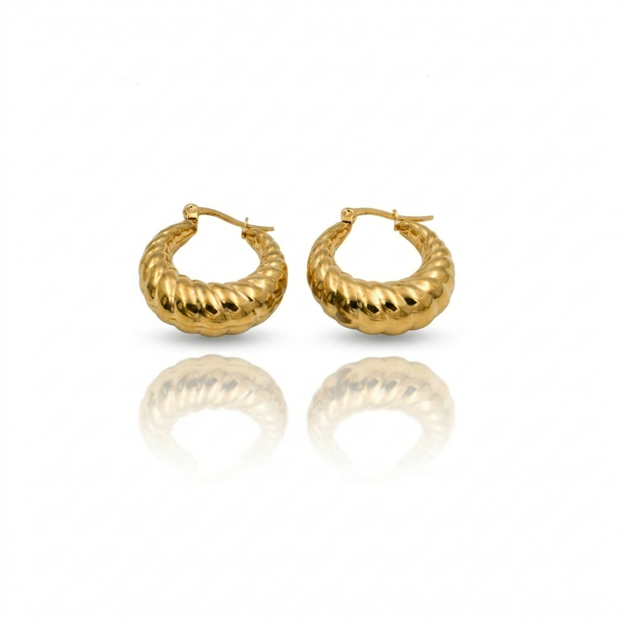 18K Gold Plated Croissant Hoop Earrings in 316L Stainless Steel