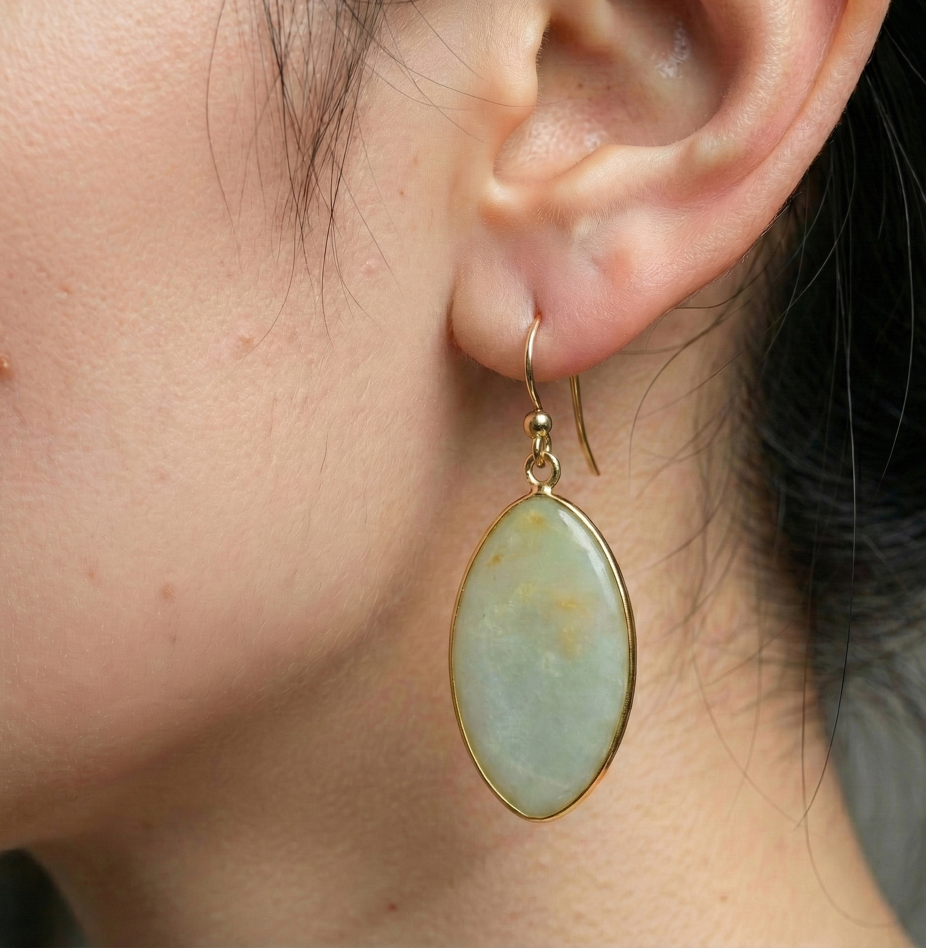 Amazonite Drop Earrings 18K Gold Plated Gemstone