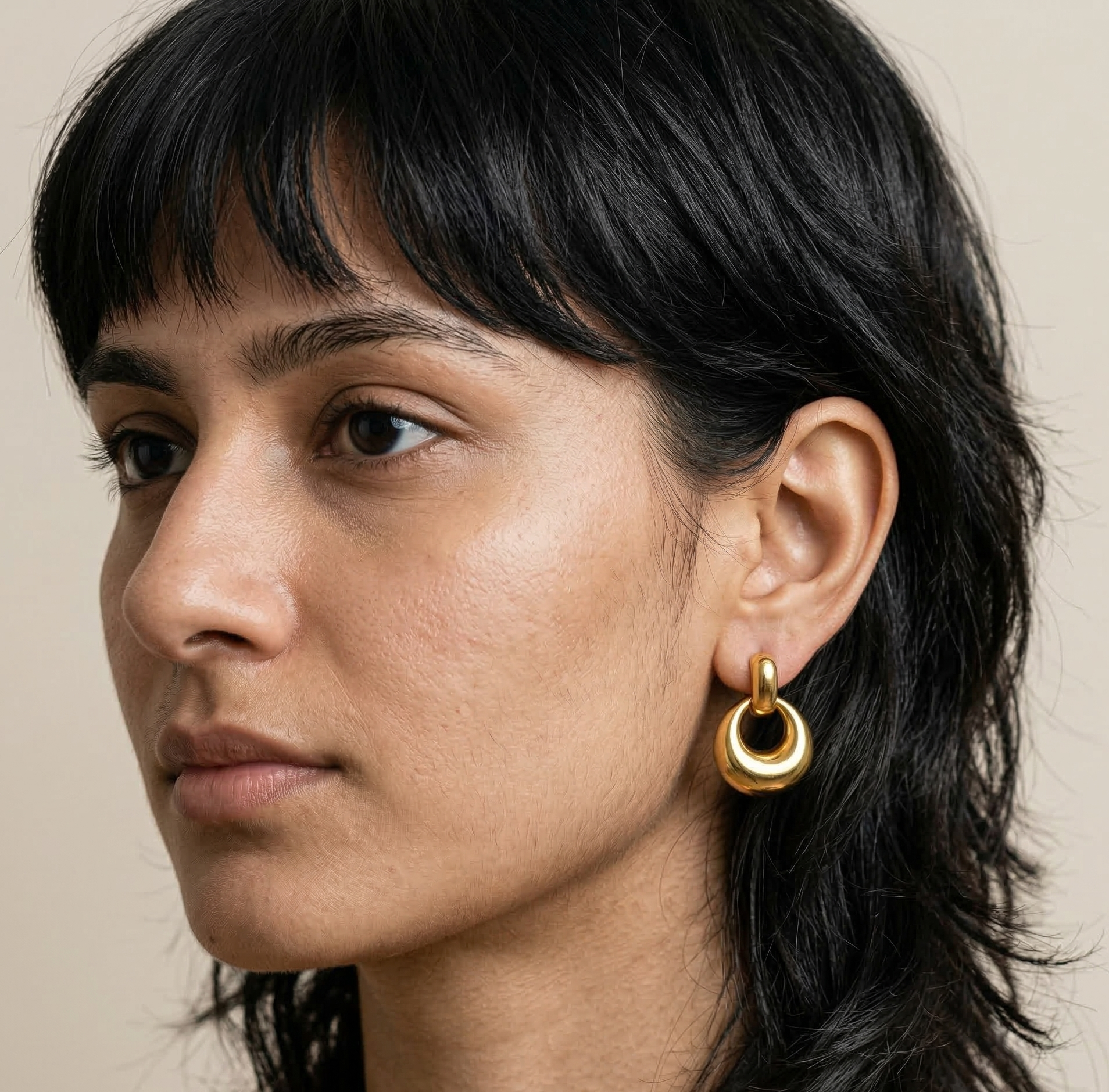 Hollow Round Drop Earrings in 316L Stainless Steel with Gold PVD IP Plating