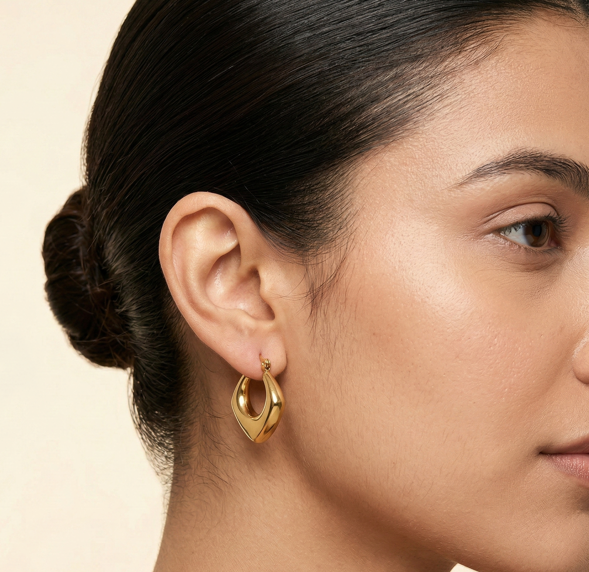 18K Gold PVD Plated Geometric Hoop Earrings in 316L Stainless Steel