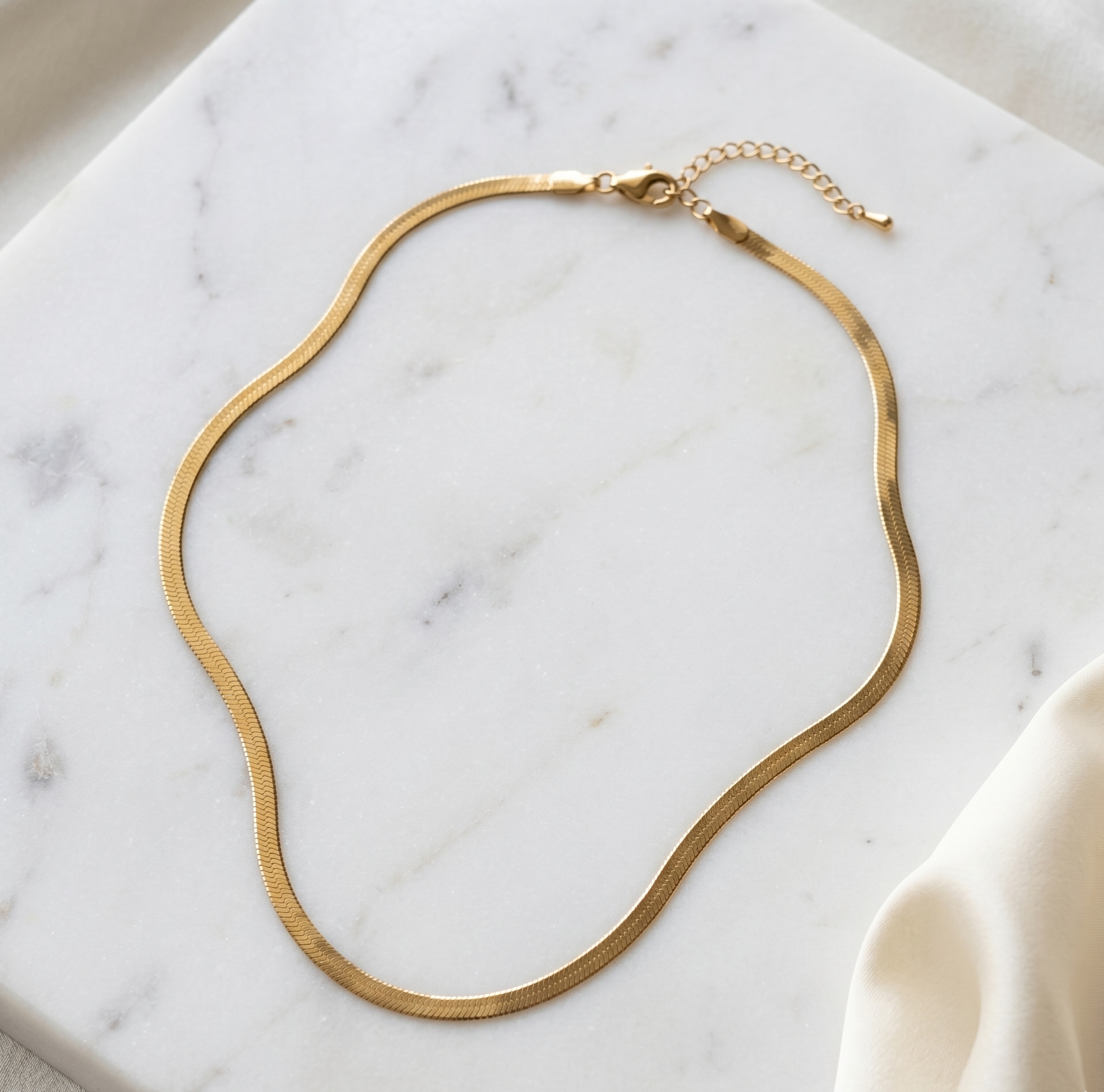 18K Gold Snake Chain Necklace – Minimalist Stainless Steel Chain