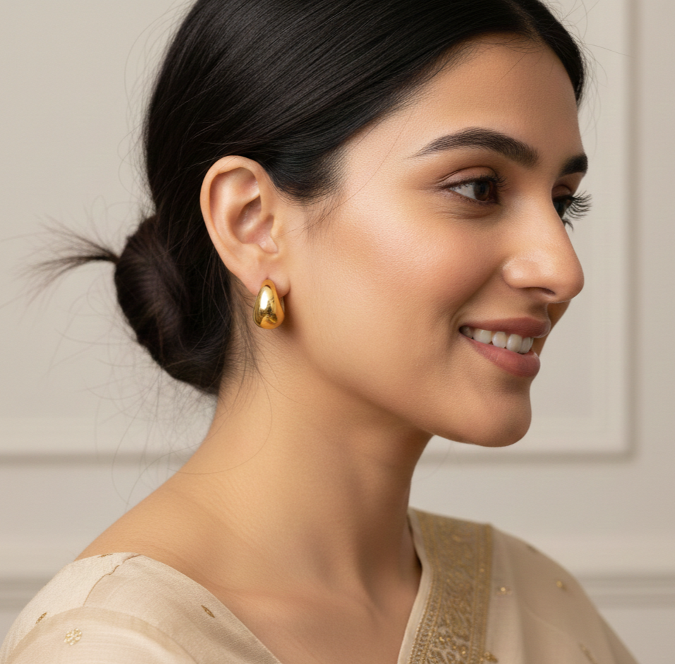 Chunky Dome Hoop Earrings 18K Gold PVD Plated 316L Stainless Steel