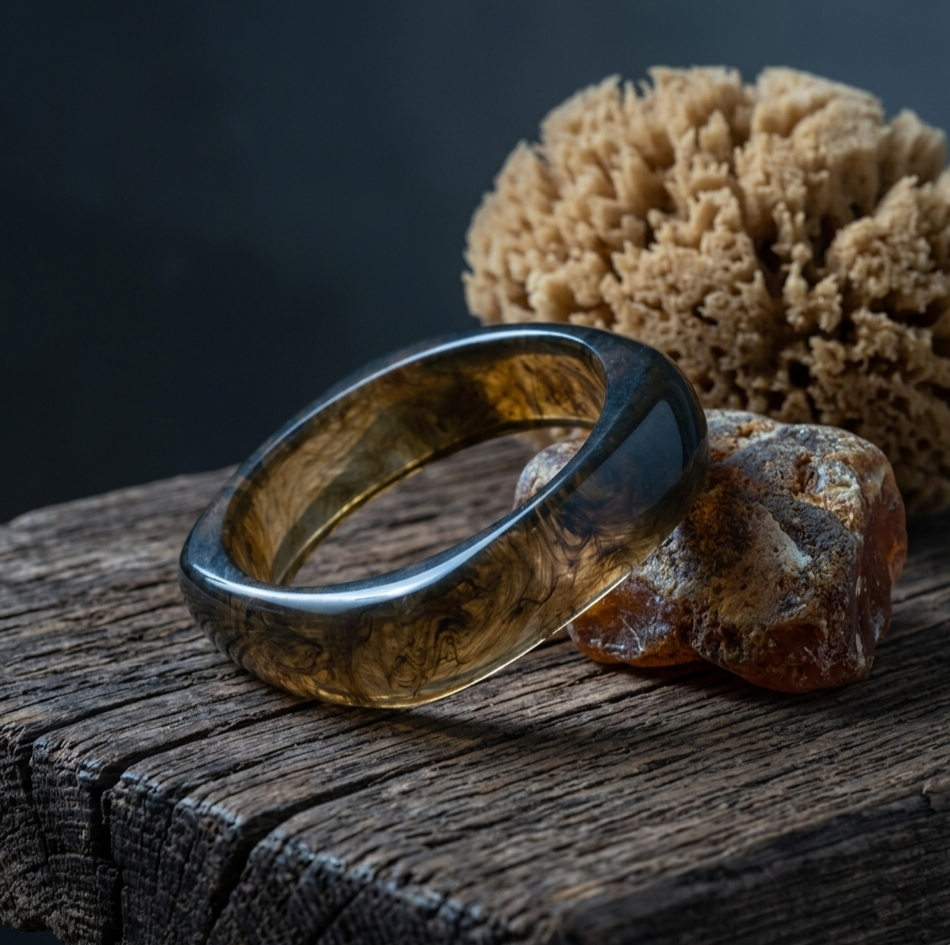 Smoky Amber Irregular Resin Bangle Bracelet for Women