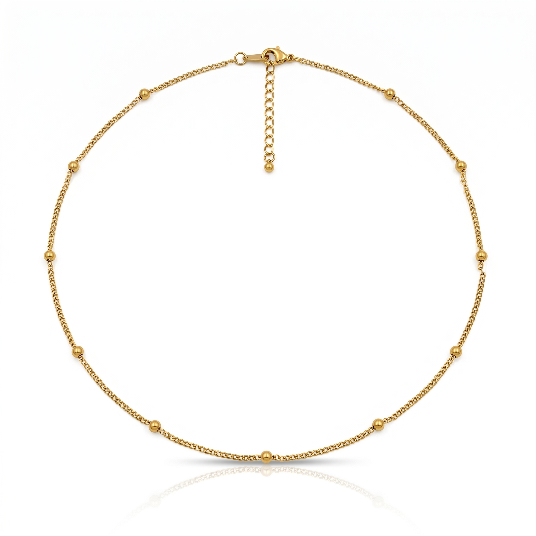 18K Gold Satellite Bead Necklace for Women – Stainless Steel Chain
