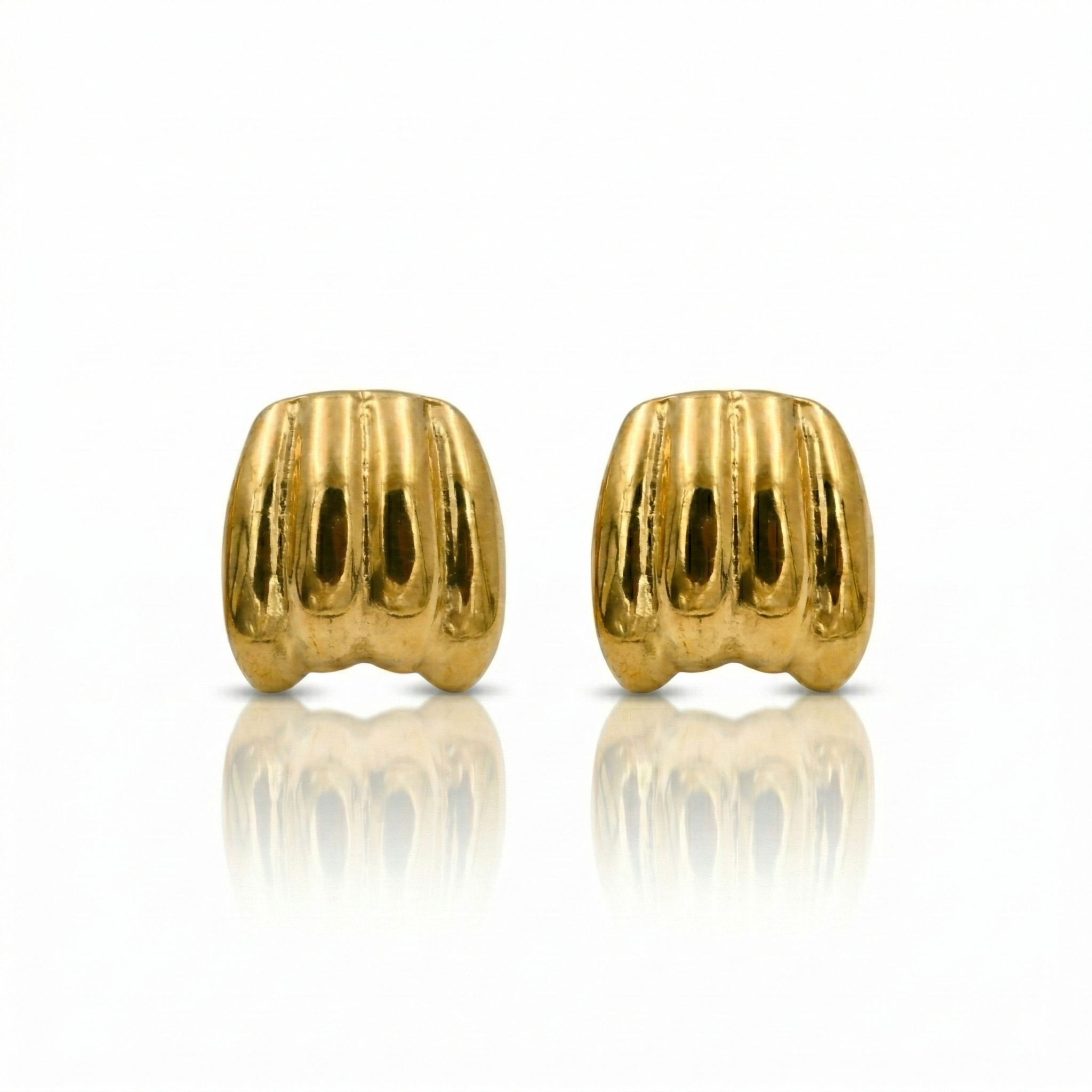 18K Gold Plated Ribbed Stud Earrings in 316L Stainless Steel
