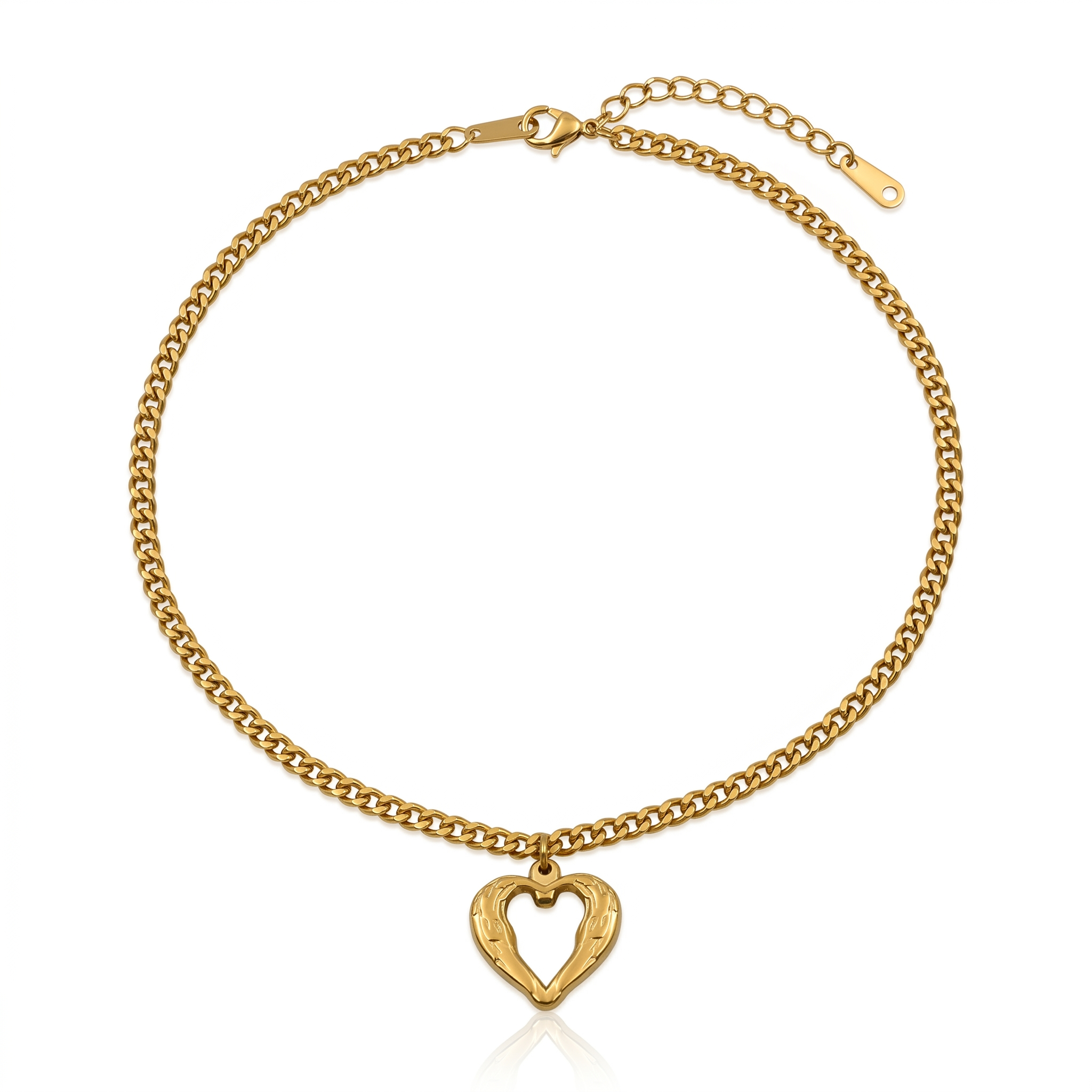Gold Open Heart Pendant Chain Necklace for Women