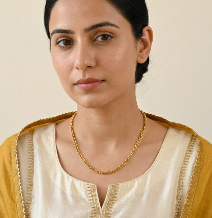 18K Gold Link Chain Necklace for Women – Stainless Steel Cable Chain