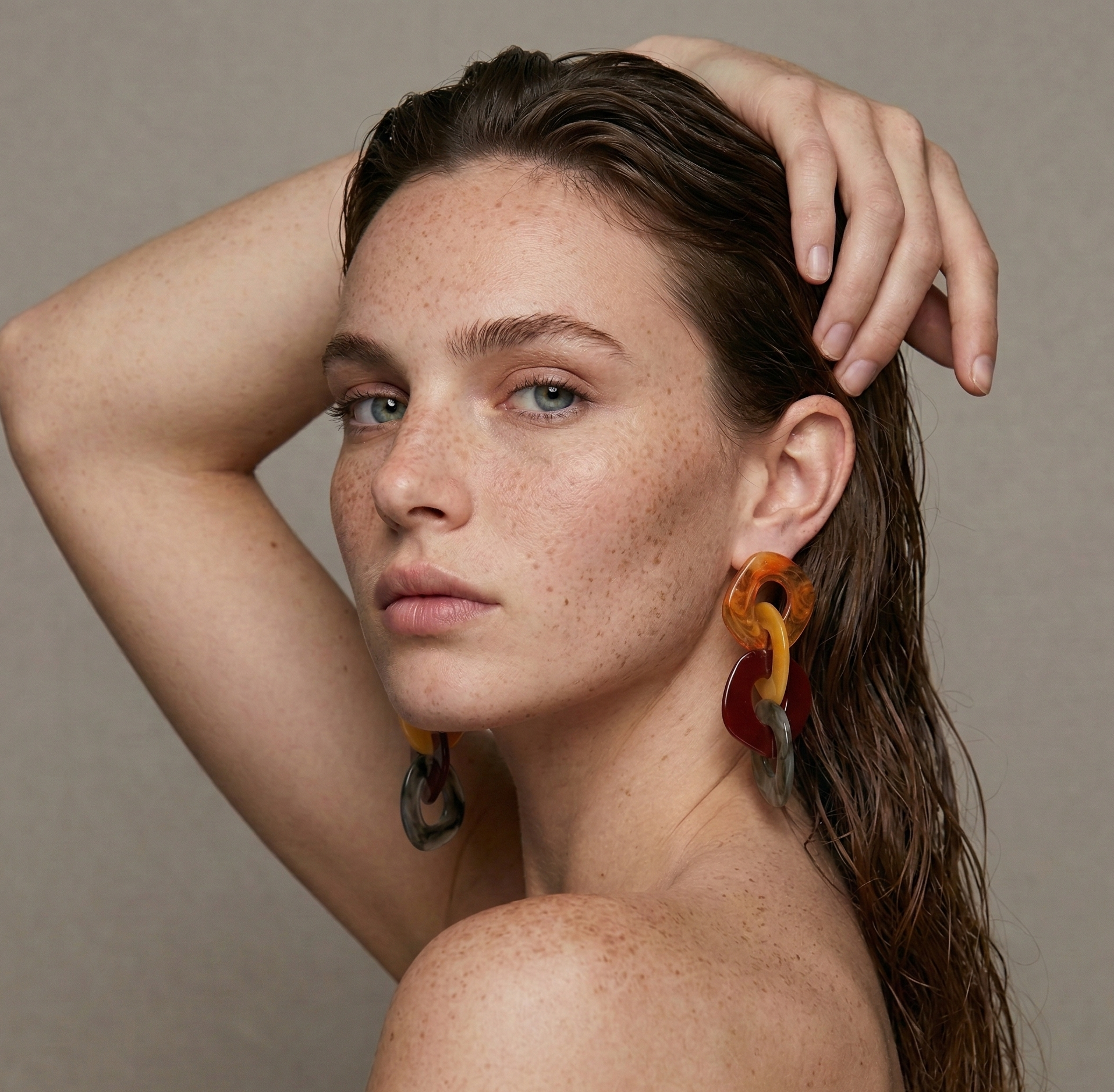 Multicolor Resin Chain Link Drop Earrings