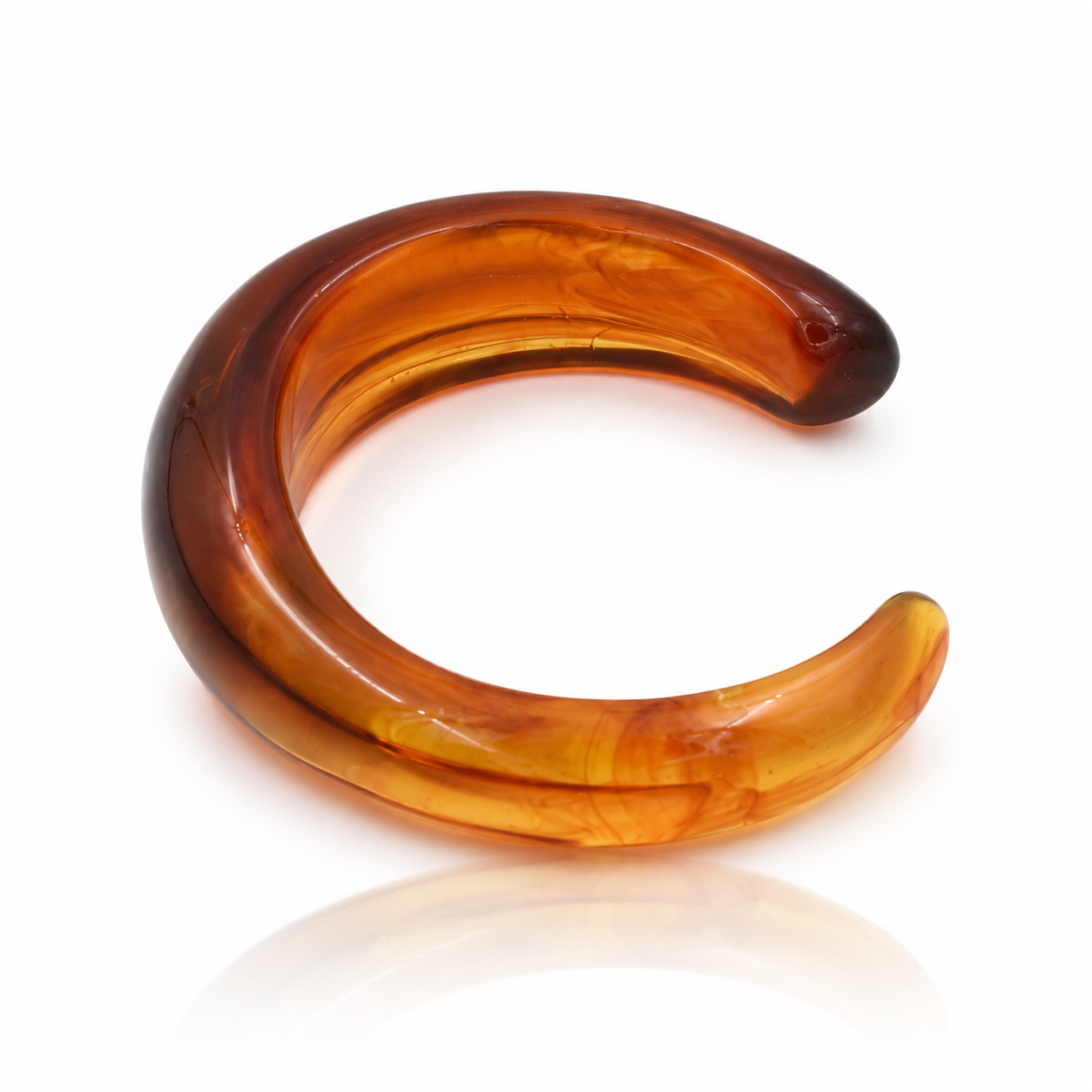 Amber Translucent Open Resin Cuff Bangle Bracelet for Women