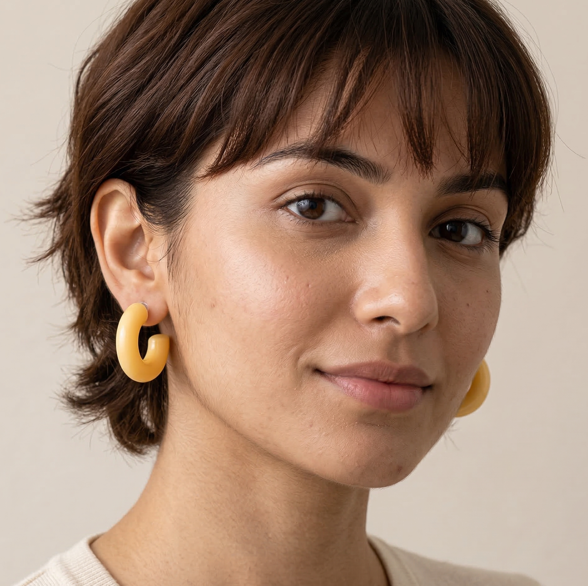 Butter Yellow Acrylic C Hoop Earrings