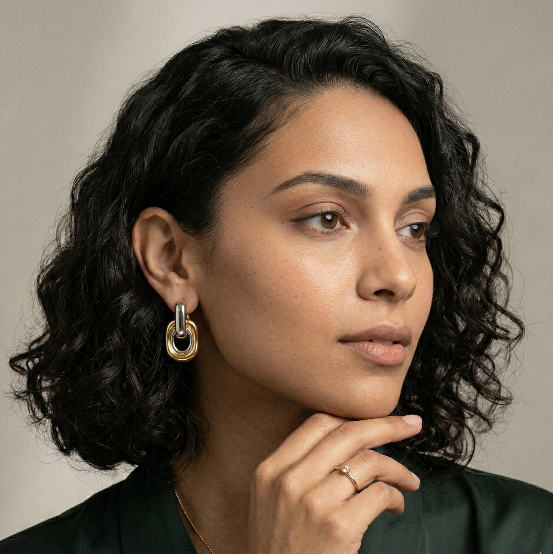 Chunky Two Tone Geometric Stud Earrings