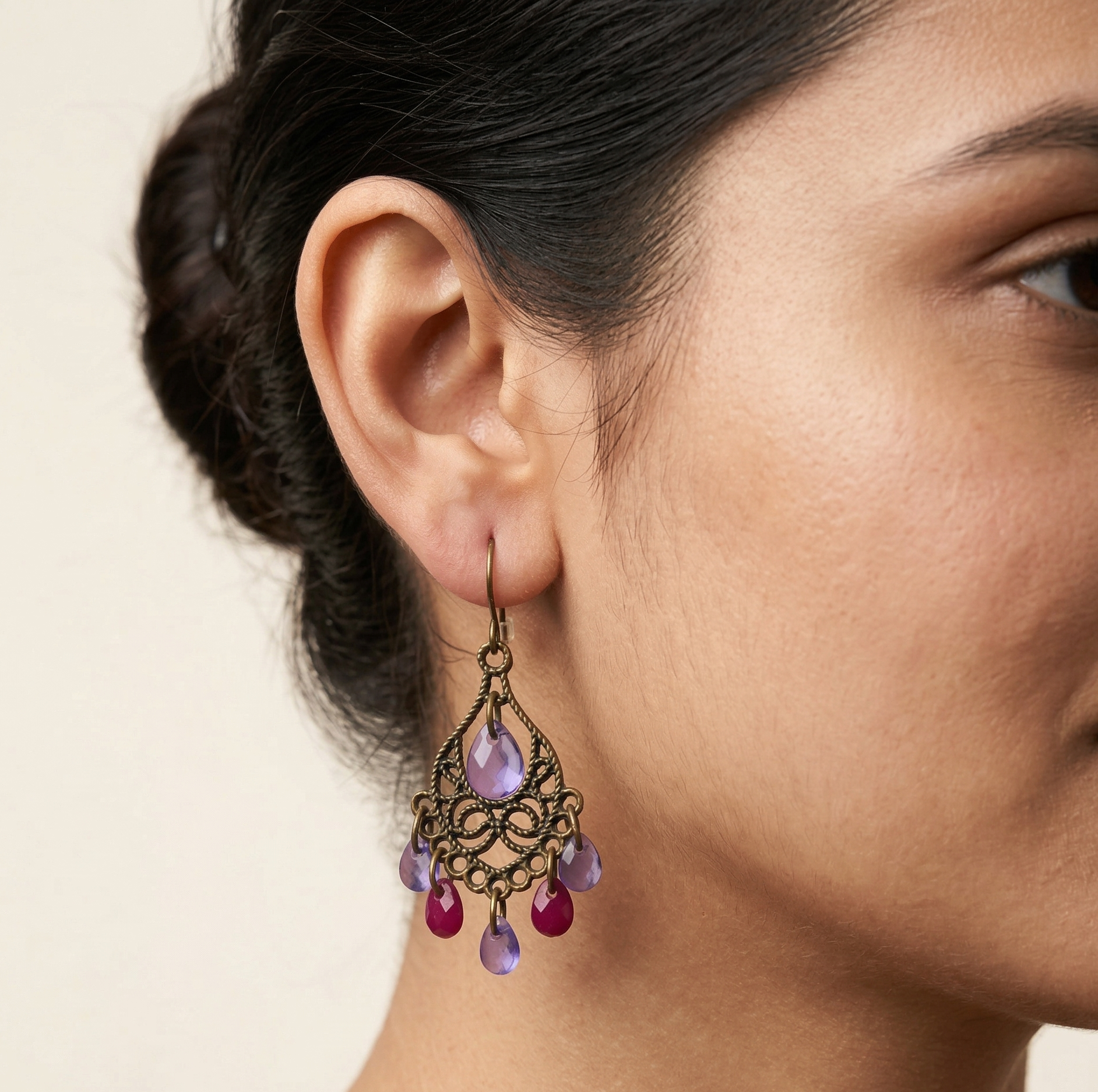 Retro Bohemian Tassel Earrings Tibetan Style Antique Gold Tone