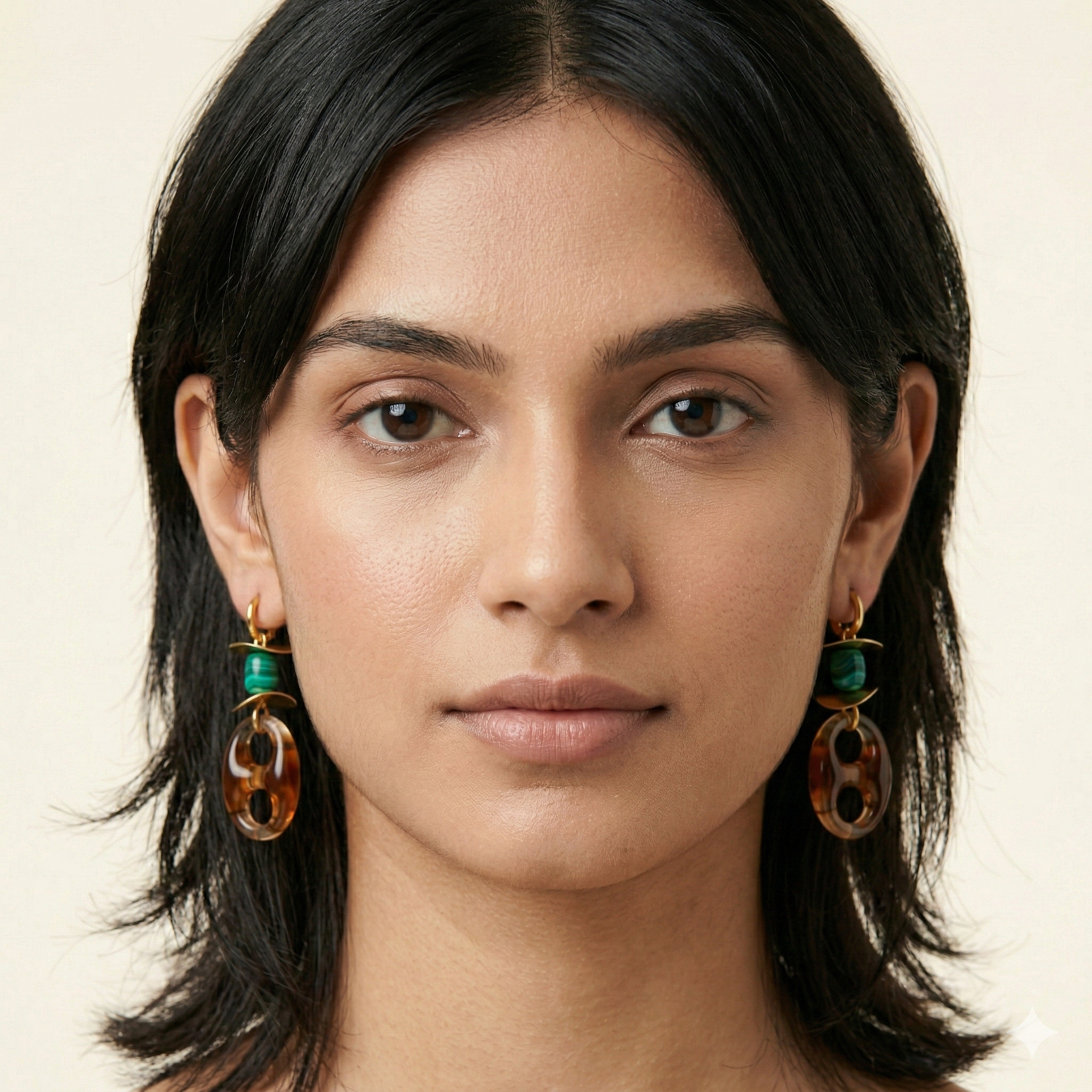 Turquoise Resin Dangle Earrings Gold Tone Stainless Steel