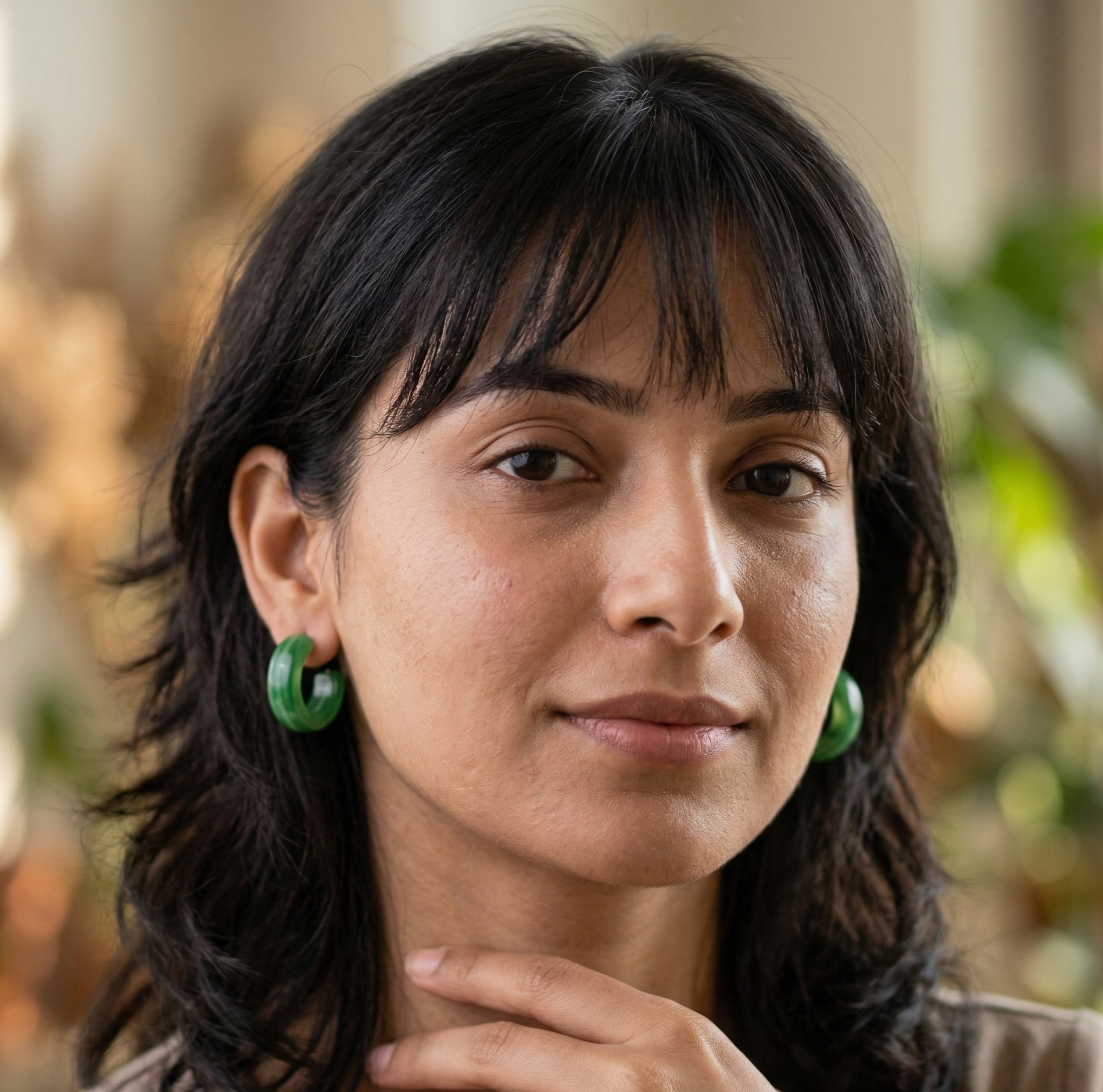 Mint Green Resin C Hoop Earrings