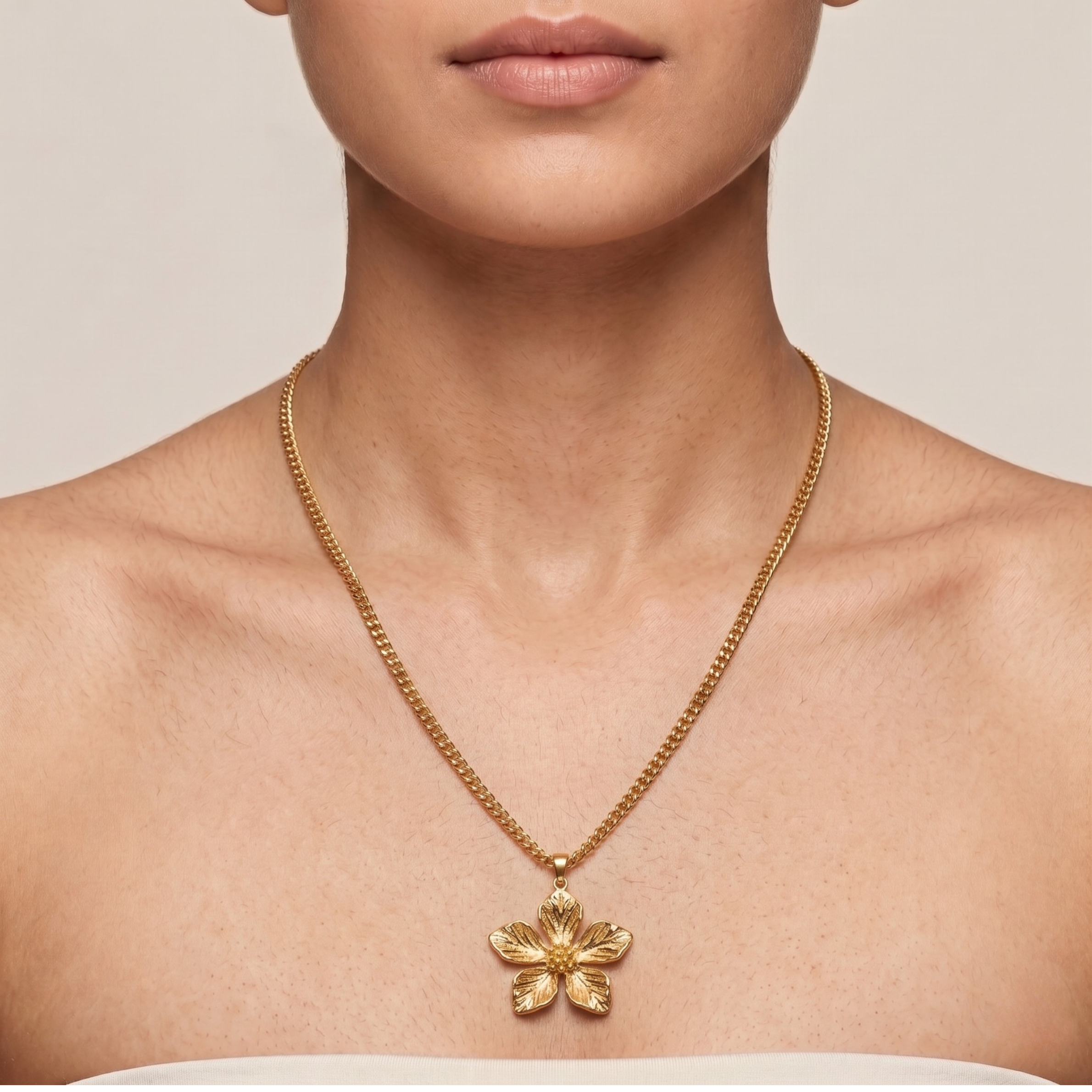 18K Gold Plated Flower Pendant Necklace for Women