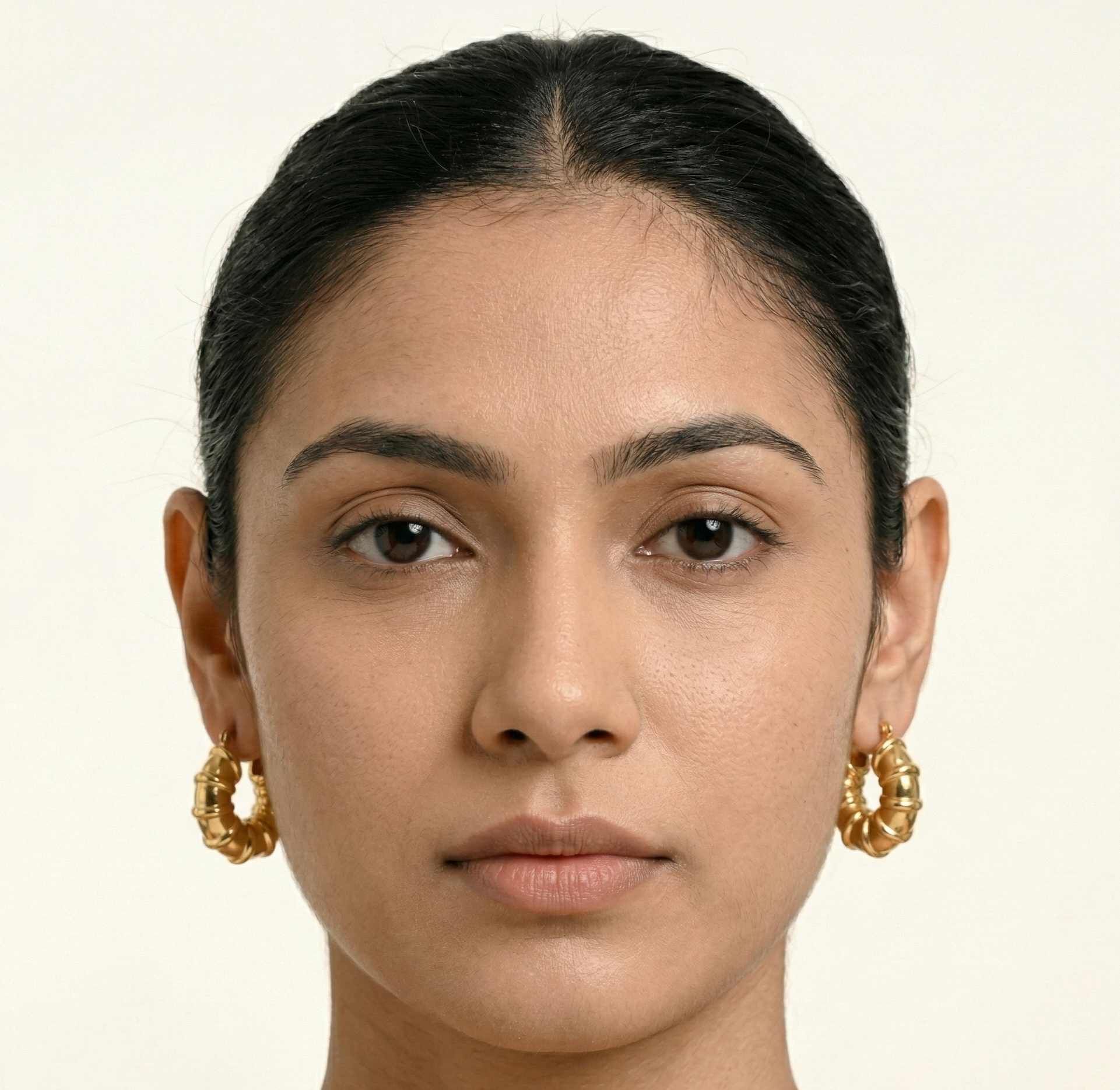 18K Gold Plated Chunky Bamboo Hoop Earrings in 316L Stainless Steel