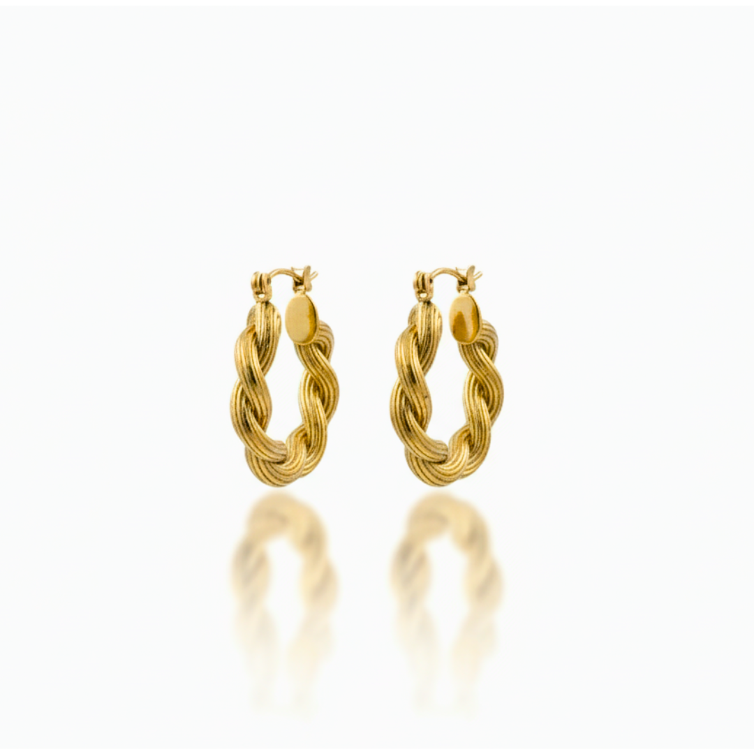 Twisted Hoop Earrings in 316L Stainless Steel with Gold PVD IP Plating