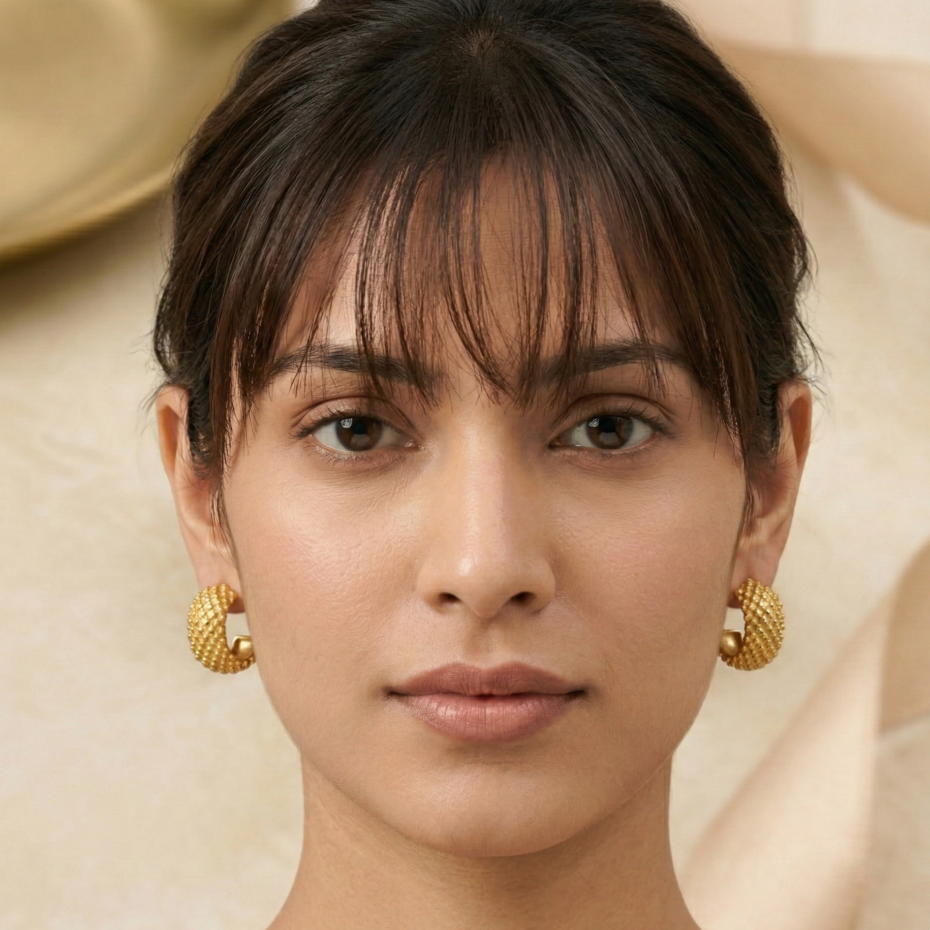Textured C Hoop Earrings 18K Gold PVD Plated 316L Stainless Steel