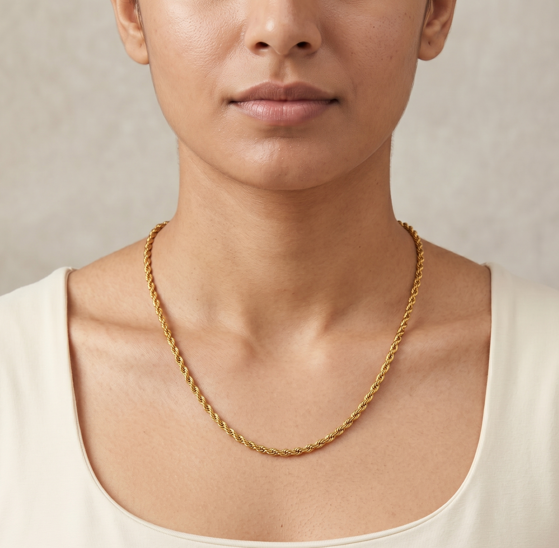 18K Gold Twist Rope Chain Necklac