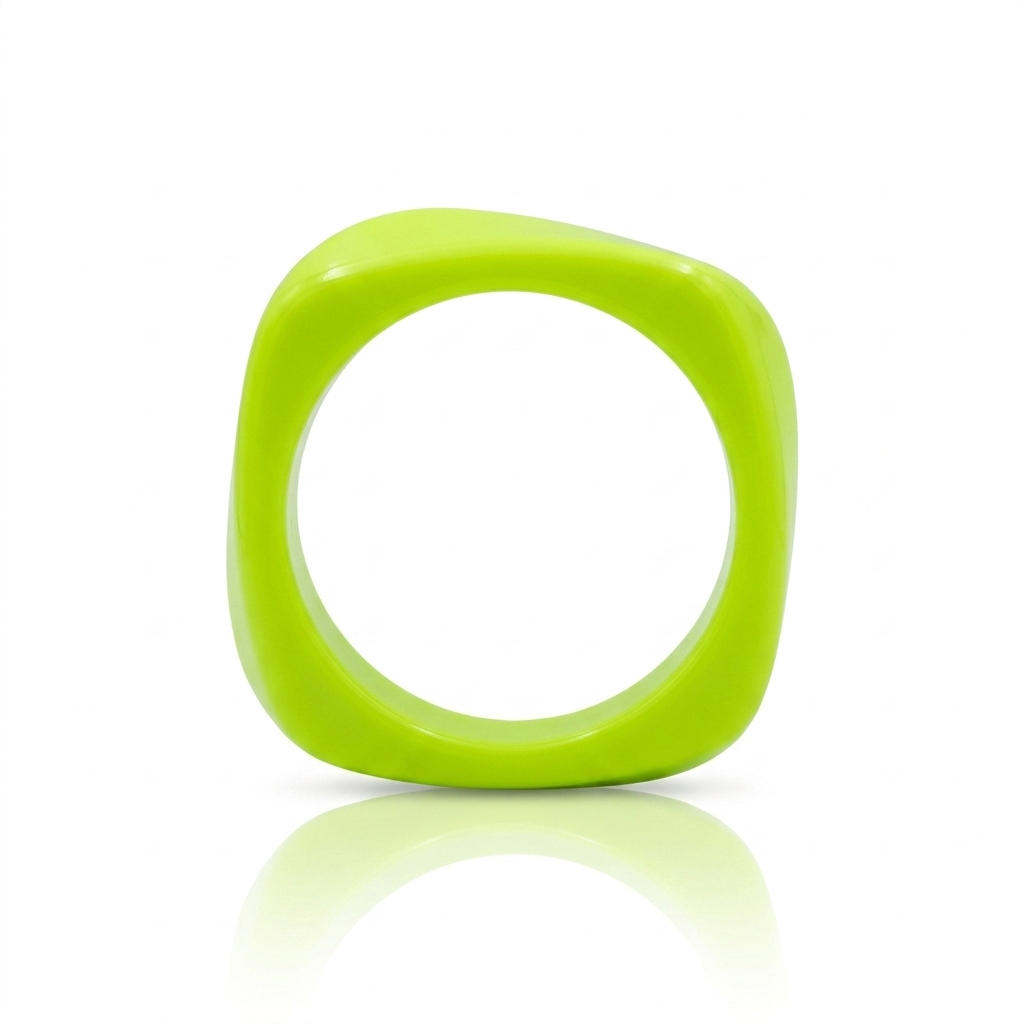 Lime Green Geometric Resin Statement Bangle for Women
