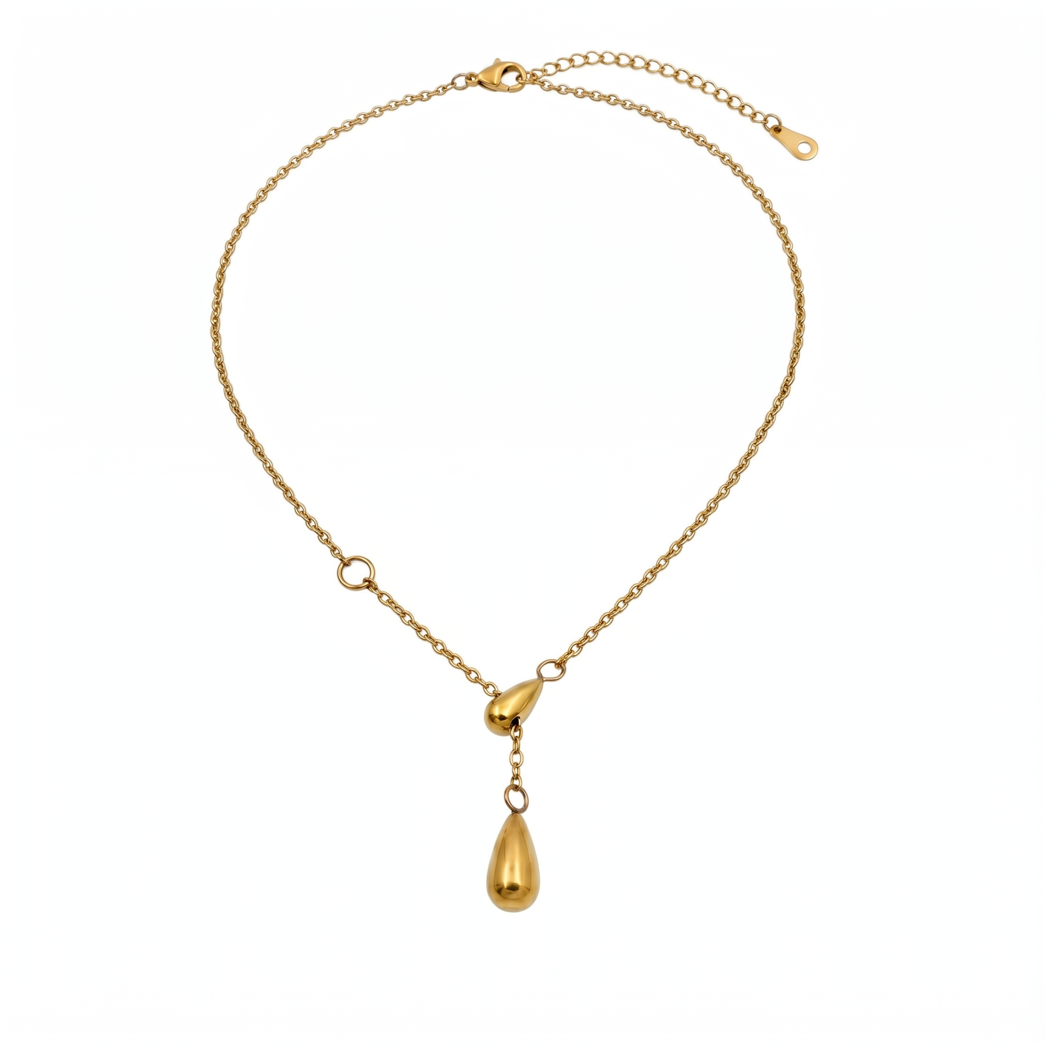 18K Gold Water Drop Y Pendant Necklace for Women