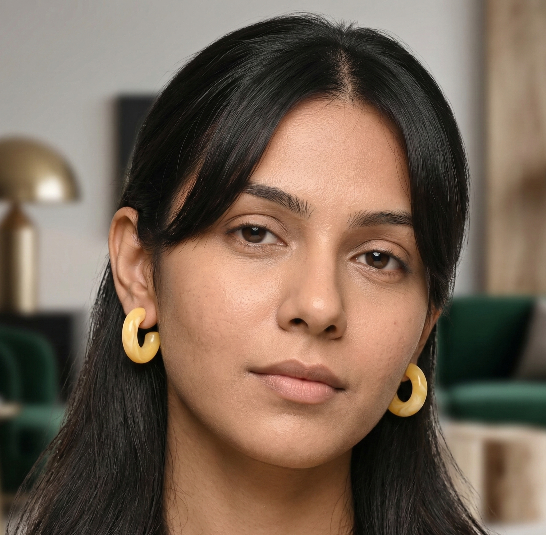 Butter Yellow Acrylic C Hoop Earrings