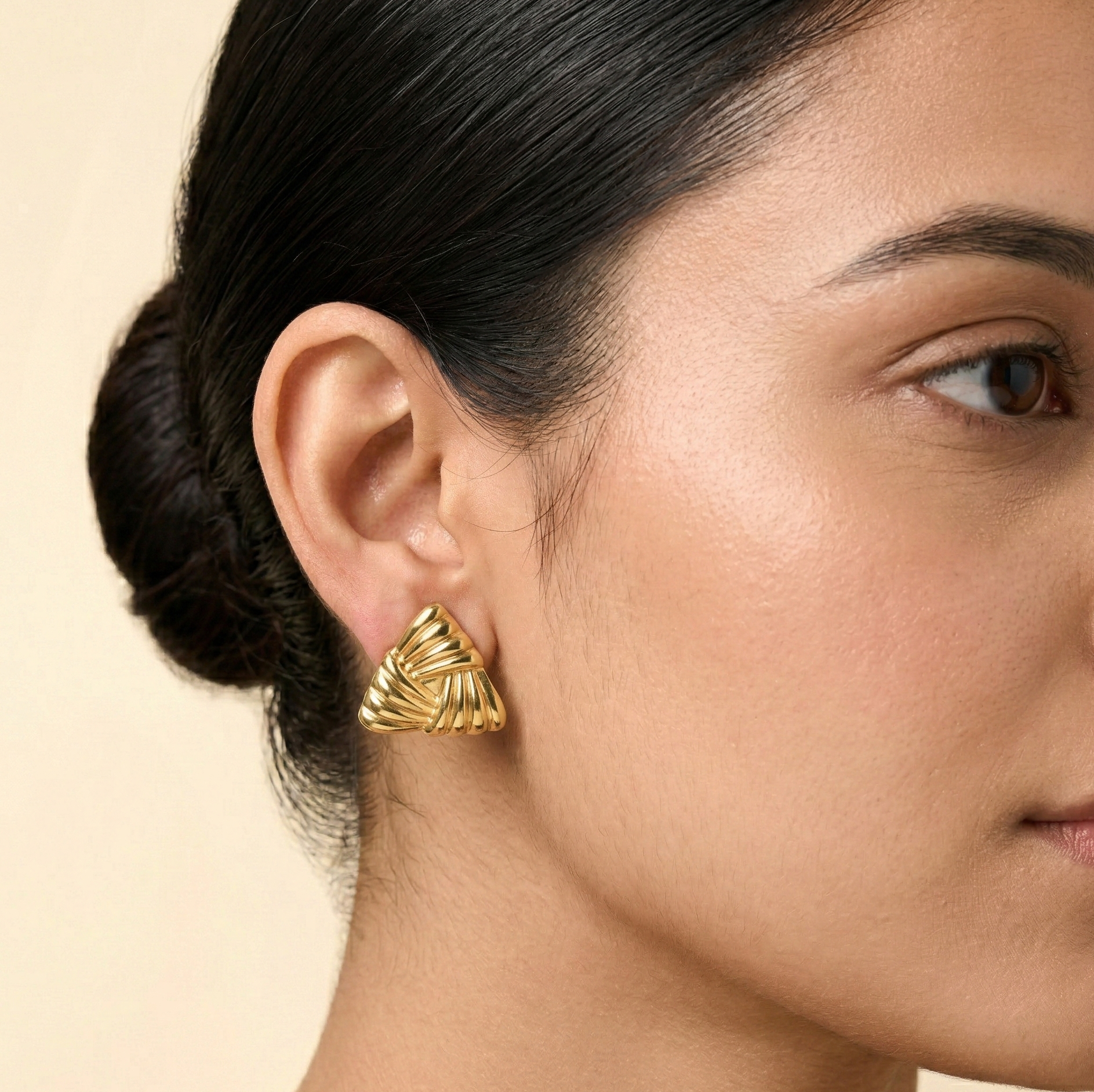 18K Gold Plated Triangle Stud Earrings in 316L Stainless Steel