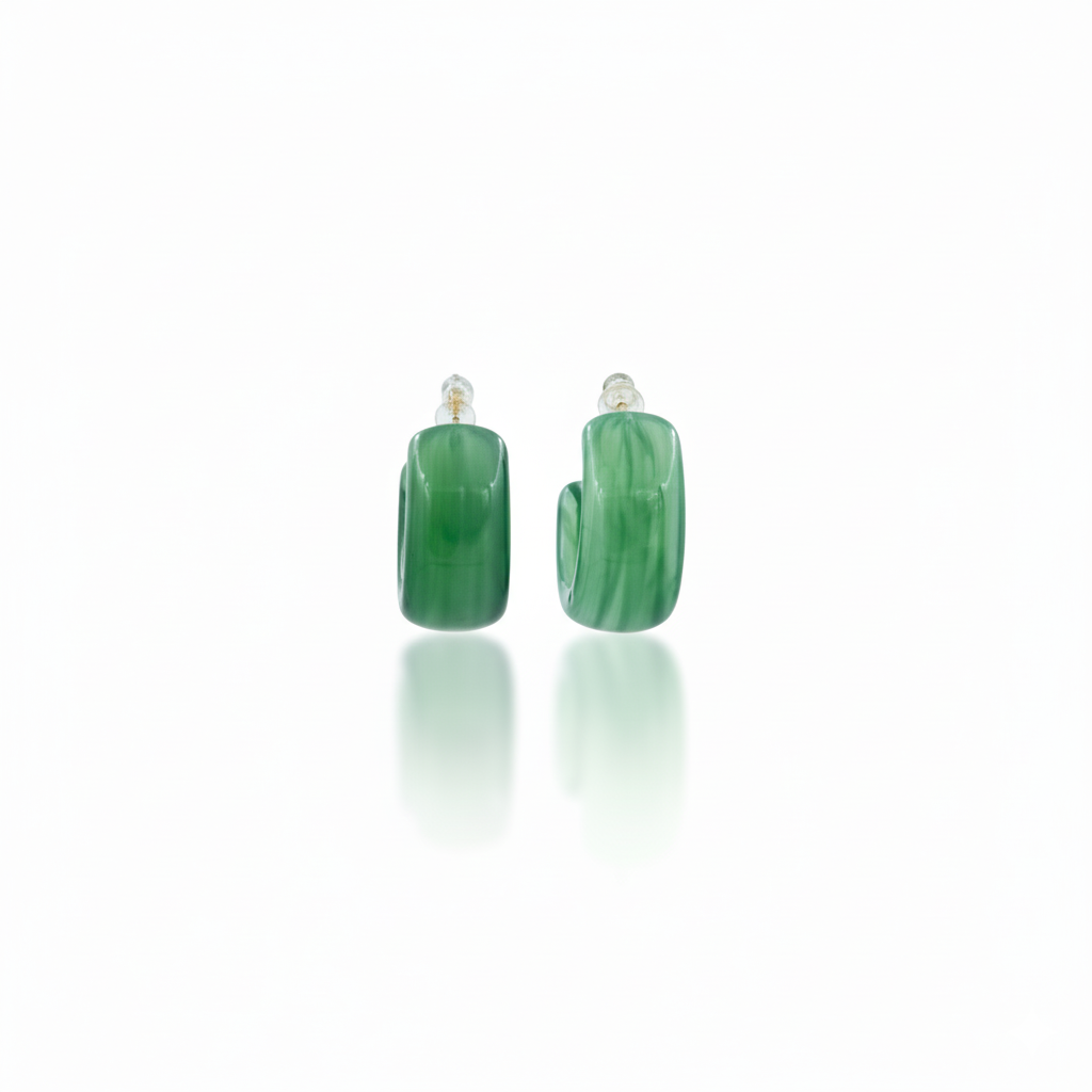 Mint Green Resin C Hoop Earrings
