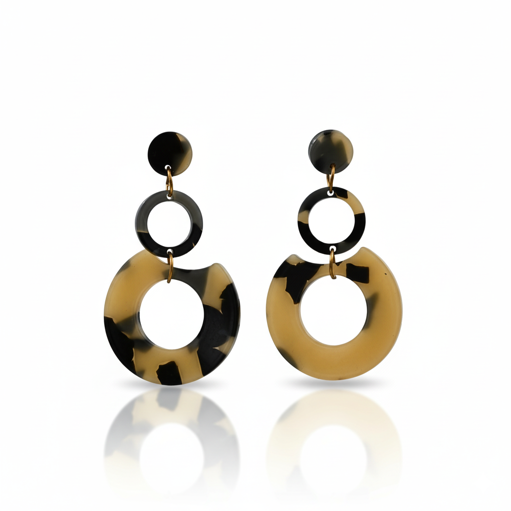Tortoise Acetate Circle Drop Earrings