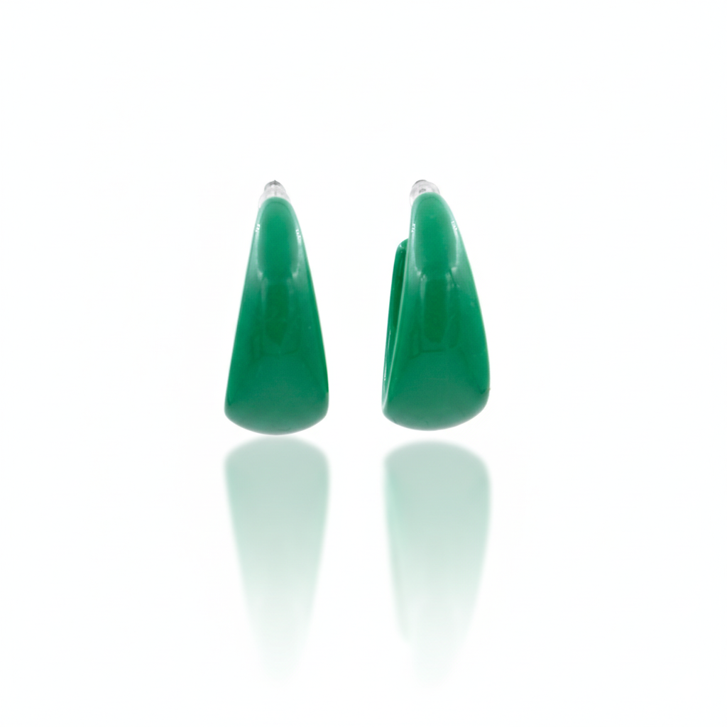 Green Acrylic Hoop Earrings Stainless Steel Posts