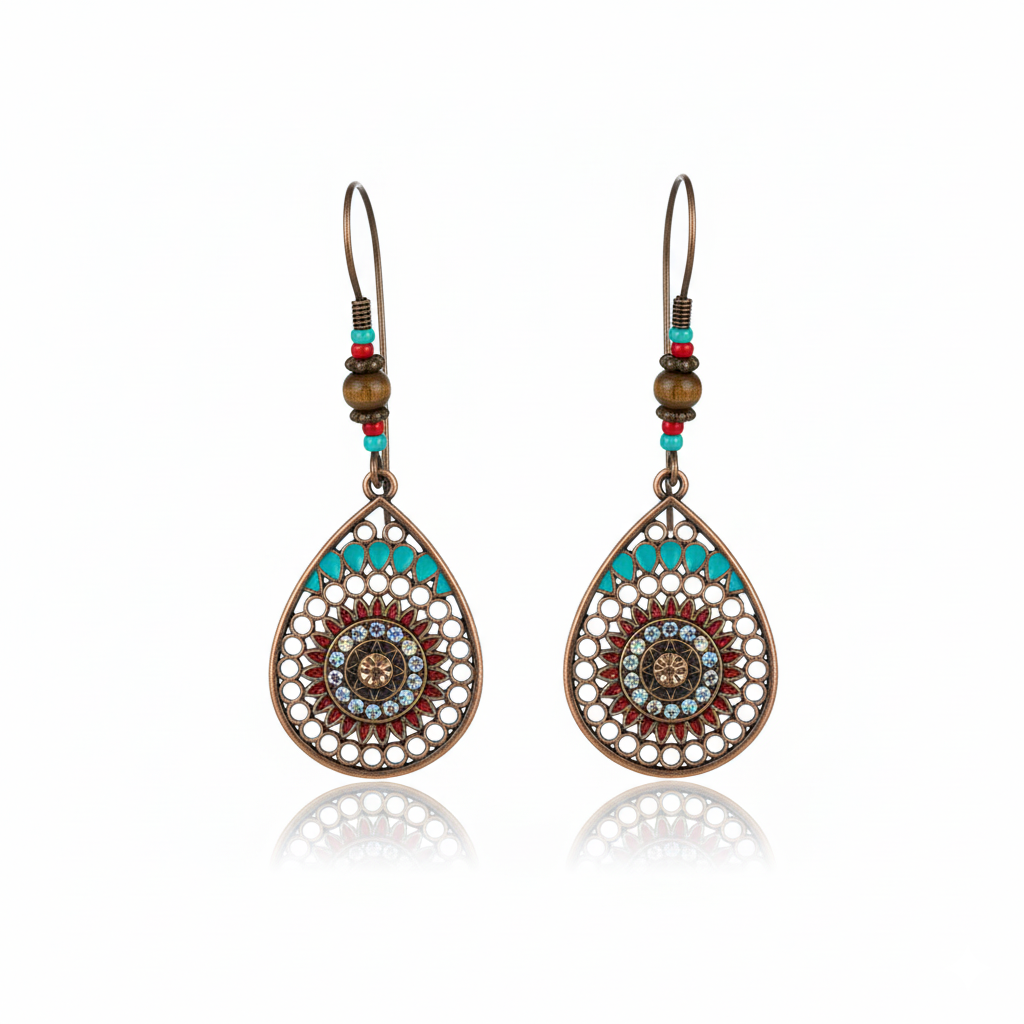 Vintage Boho Teardrop Earrings Colorful Alloy Drop Earrings