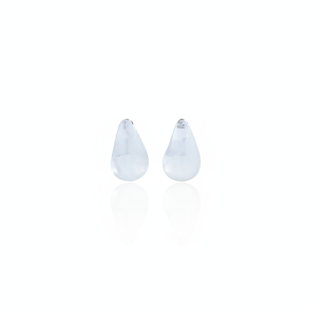 Clear Resin Teardrop Stud Earrings