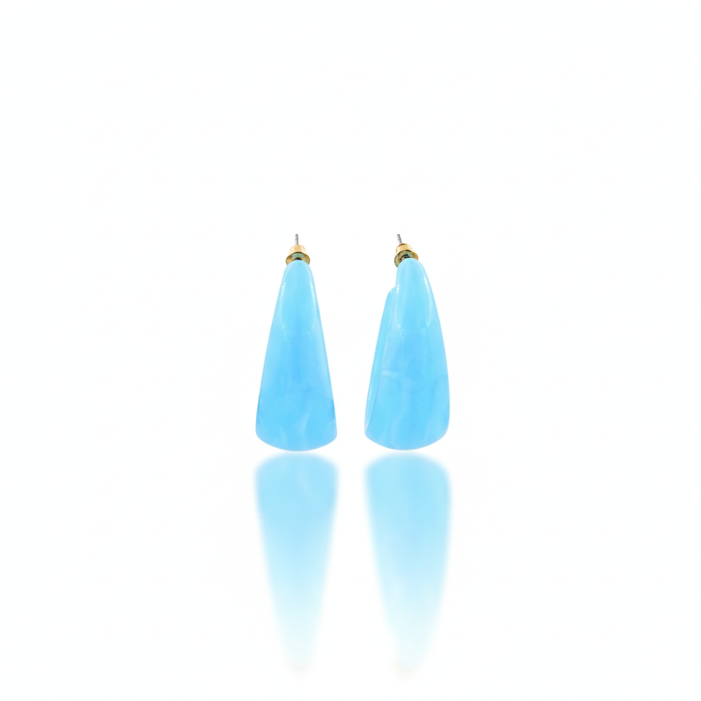 Sky Blue Acrylic Hoop Earrings for Women Bold Glossy Stud Hoops