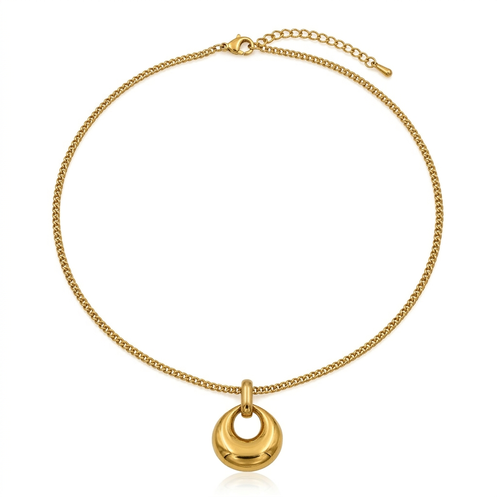 Gold Geometric Hollow Drop Pendant Necklace for Women