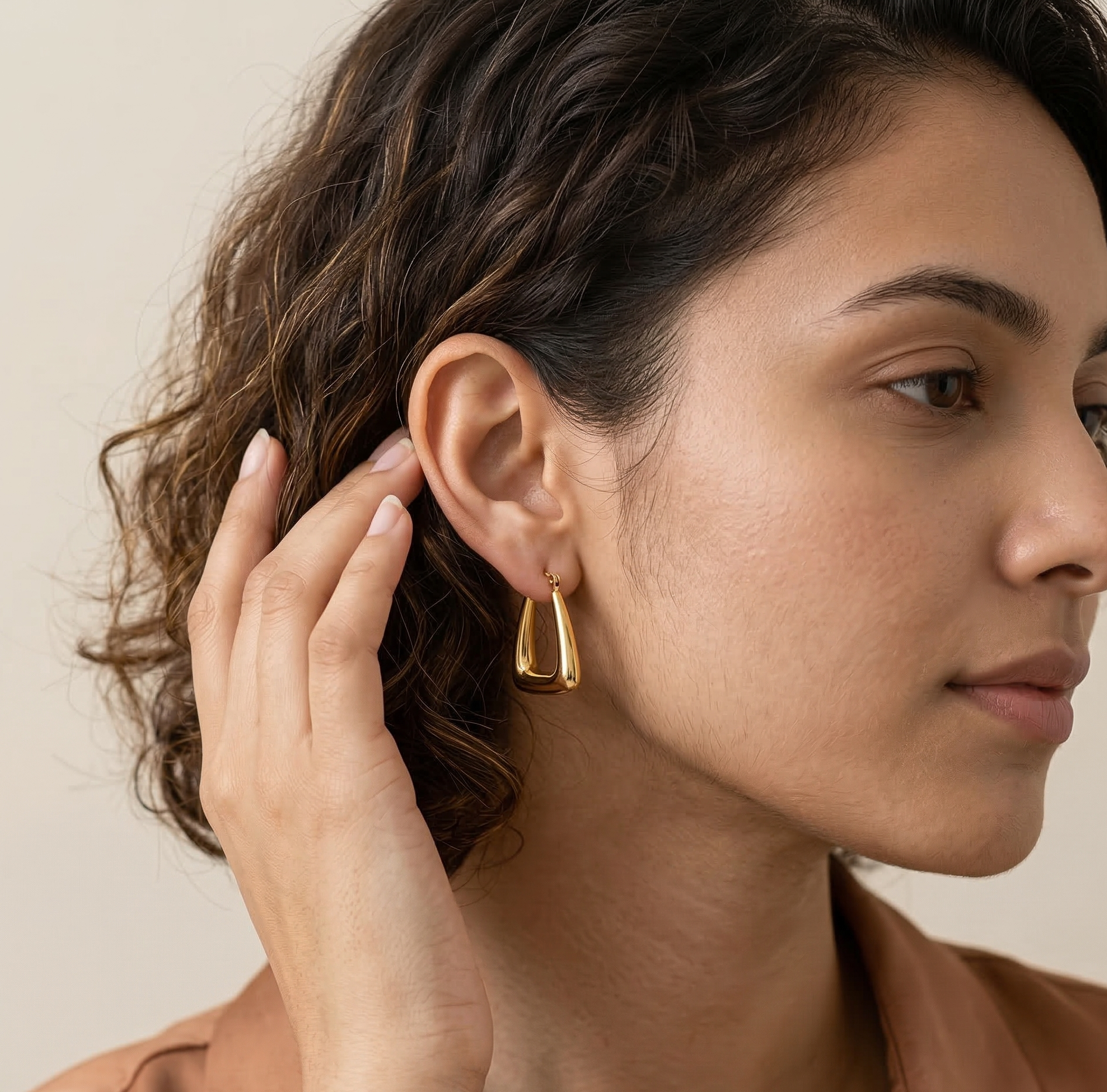 18K Gold Plated Geometric Hoop Earrings in 316L Stainless Steel