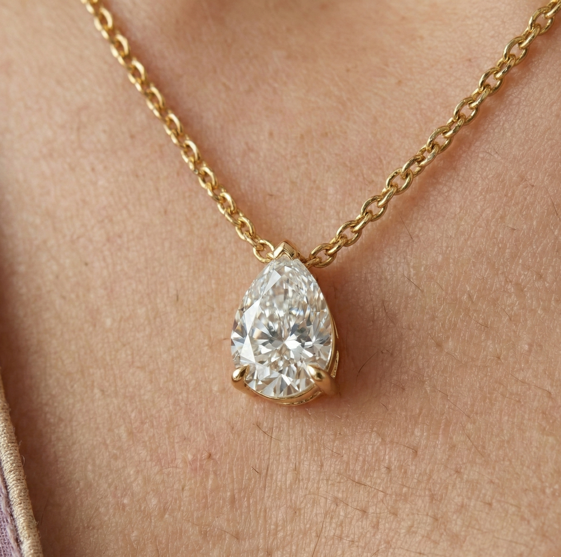 18K Gold Solitaire Pendant Necklace for Women – Dainty Zirconia Necklace