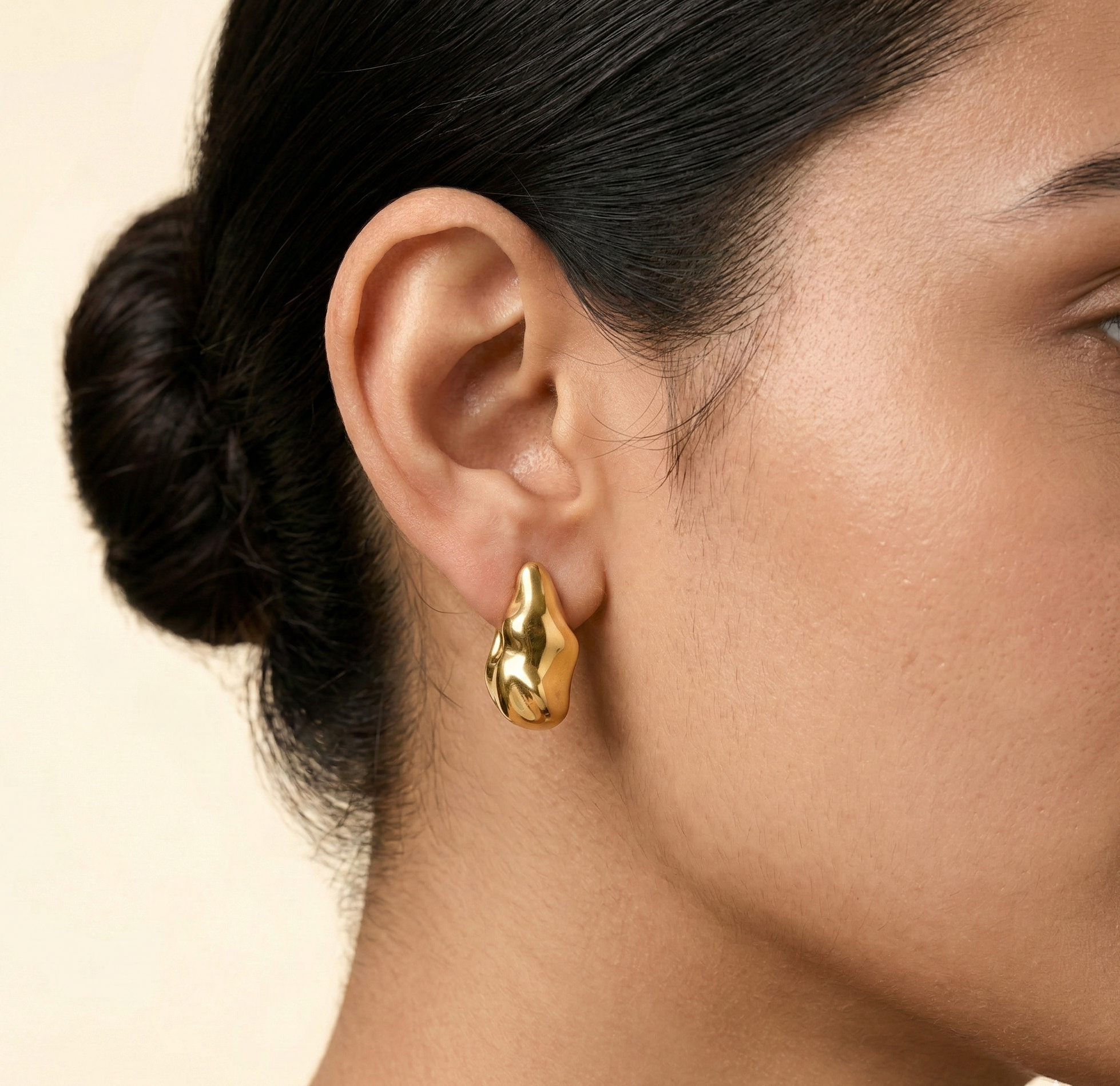 Irregular Molten Stud Earrings in 316L Stainless Steel with Gold PVD IP Plating