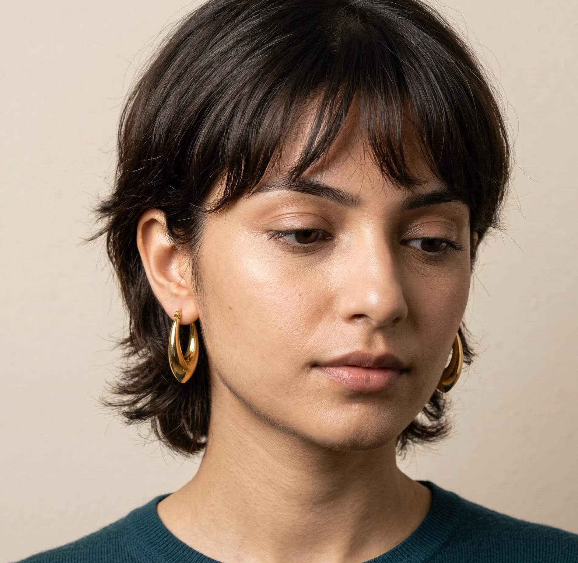 18K Gold Plated Dome Oval Hoop Earrings in 316L Stainless Steel