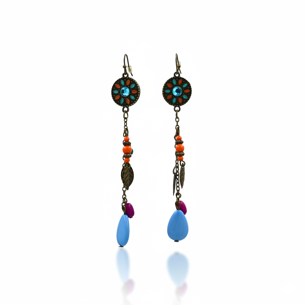 Vintage Boho Beaded Drop Earrings