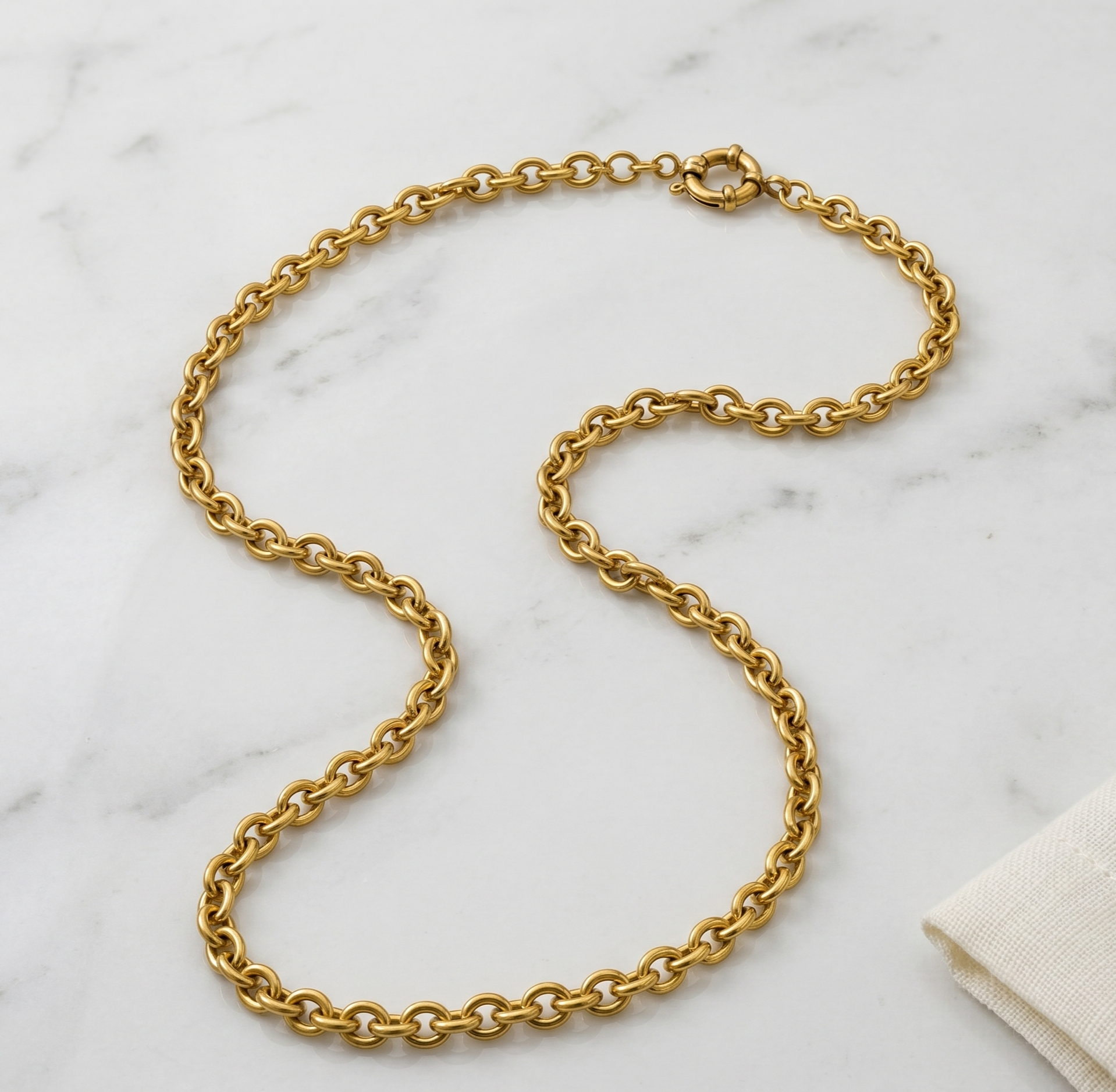 18K Gold Link Chain Necklace for Women – Stainless Steel Cable Chain